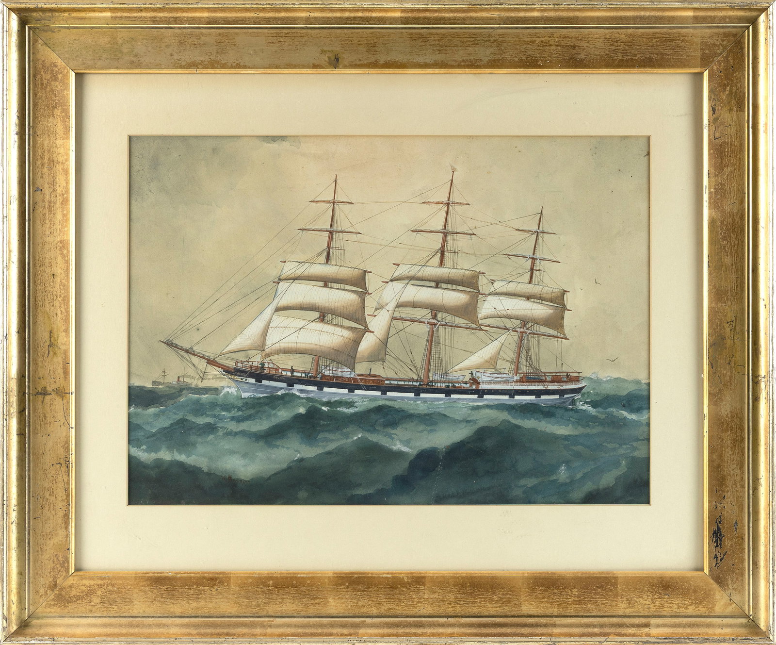 WALTER BARRATT (Australia, active 1895-1935), The ship Nelson., Watercolor and gouache, 13.5" x 19". (1 of 2)