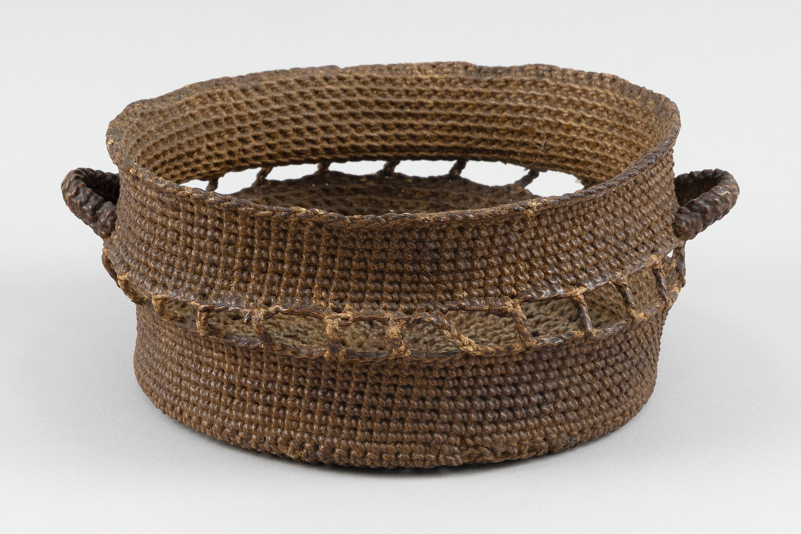 SAILOR-MADE TWO-HANDLED BASKET Late 19th/Early 20th Century Height 4". Width across handles 9". (1 of 5)
