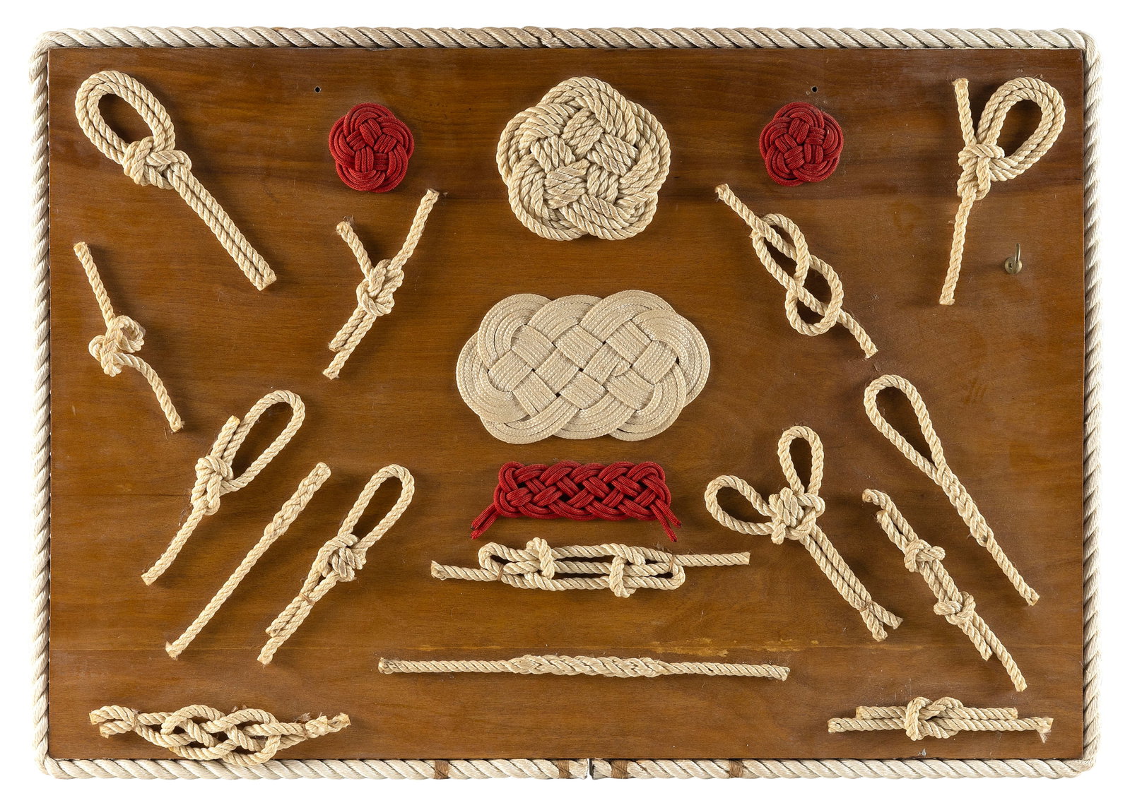 SEAMAN-MADE KNOT BOARD Mid-20th Century Backboard 19.5" x 27.5". (1 of 2)