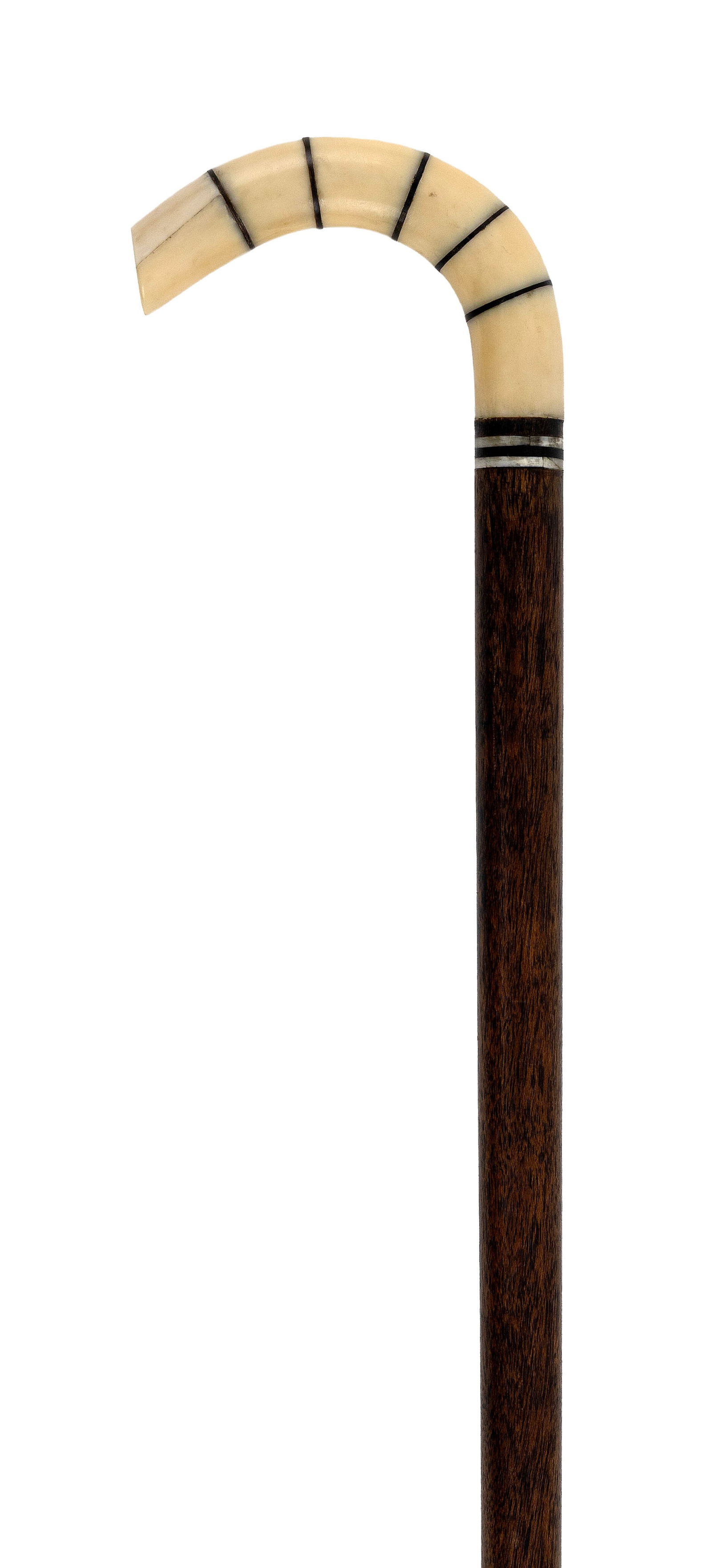 CANE WITH WHALE IVORY HANDLE 19th Century Length 37.25". (1 of 2)