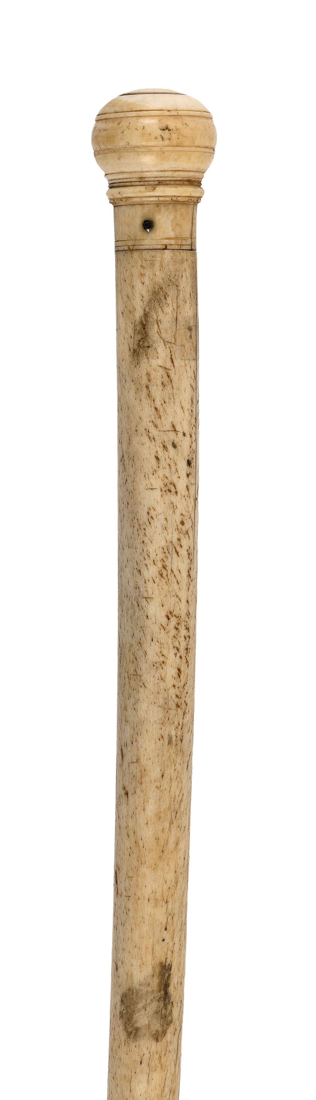 WHALEBONE AND WHALE IVORY CANE 19th Century Length 41.75". (1 of 2)