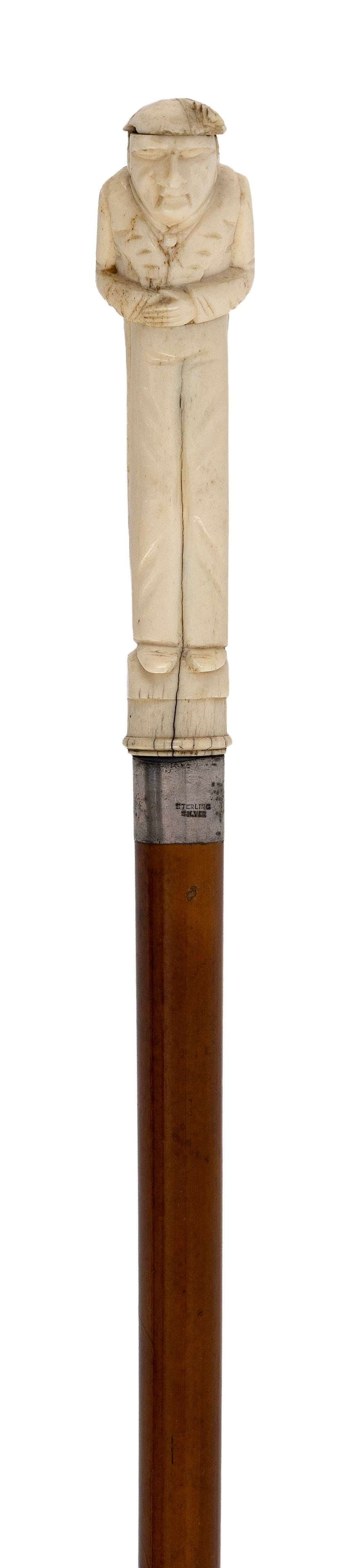WHALE IVORY AND HARDWOOD CANE 19th Century Length 33.25". (1 of 3)