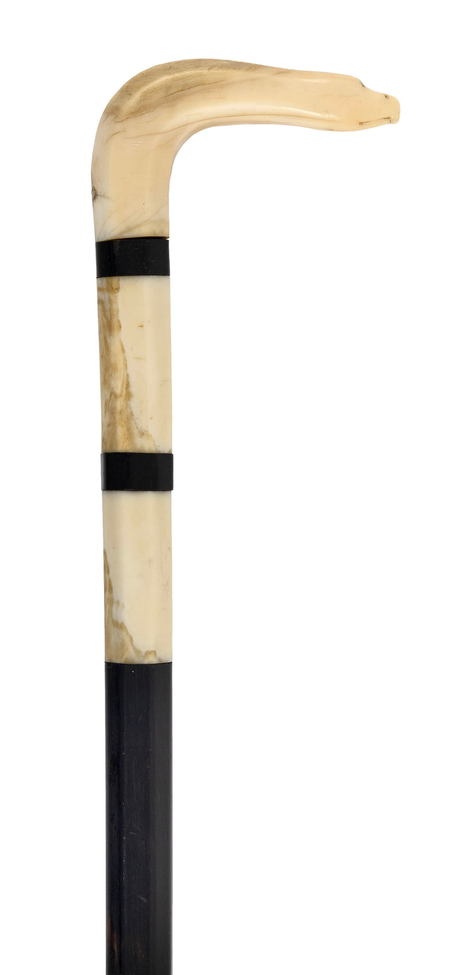 CANE WITH ANIMALISTIC HANDLE 19th Century Length 32.5". (1 of 2)