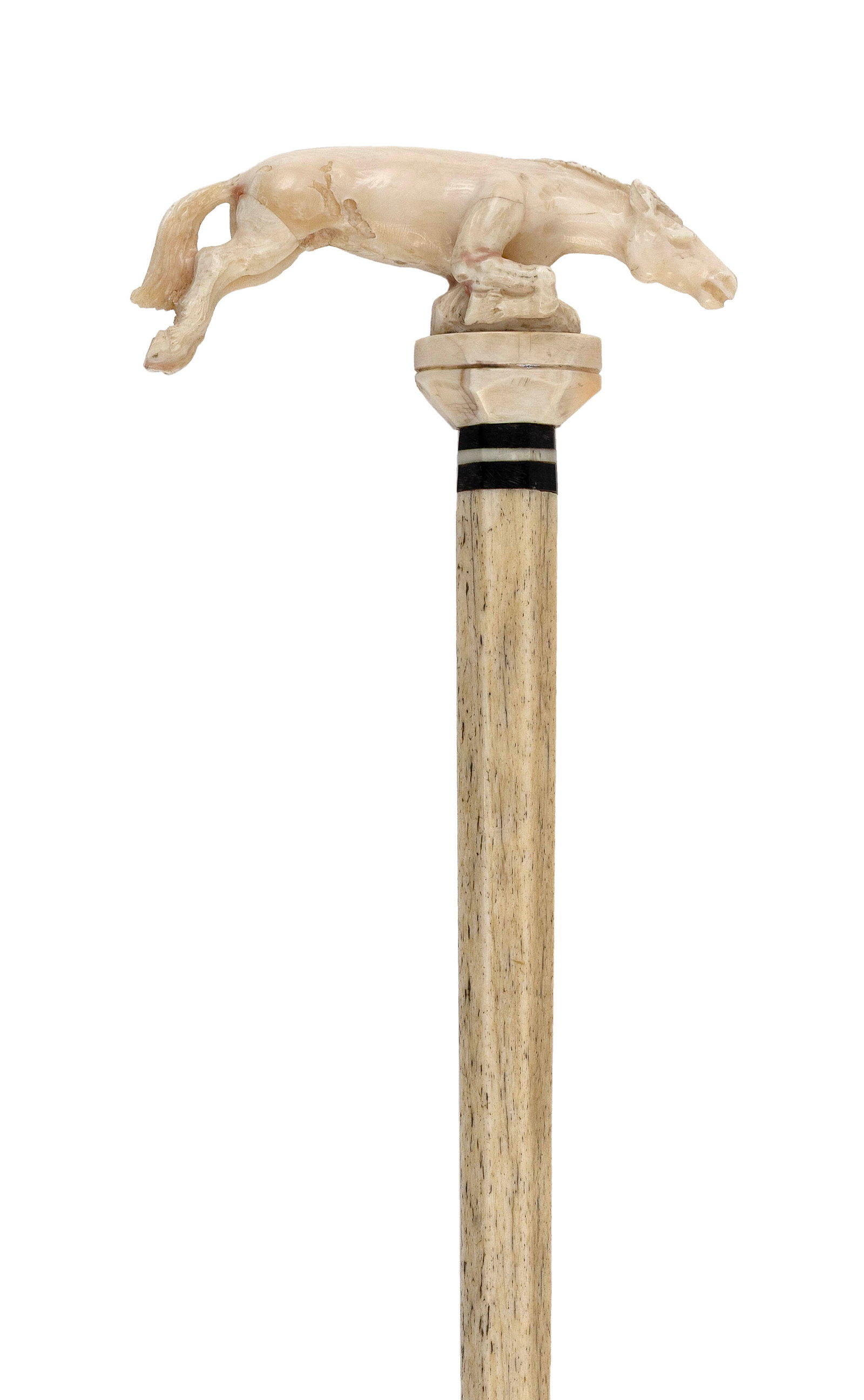 CANE WITH HORSE-FORM HANDLE 19th Century Length 33.25". (1 of 4)
