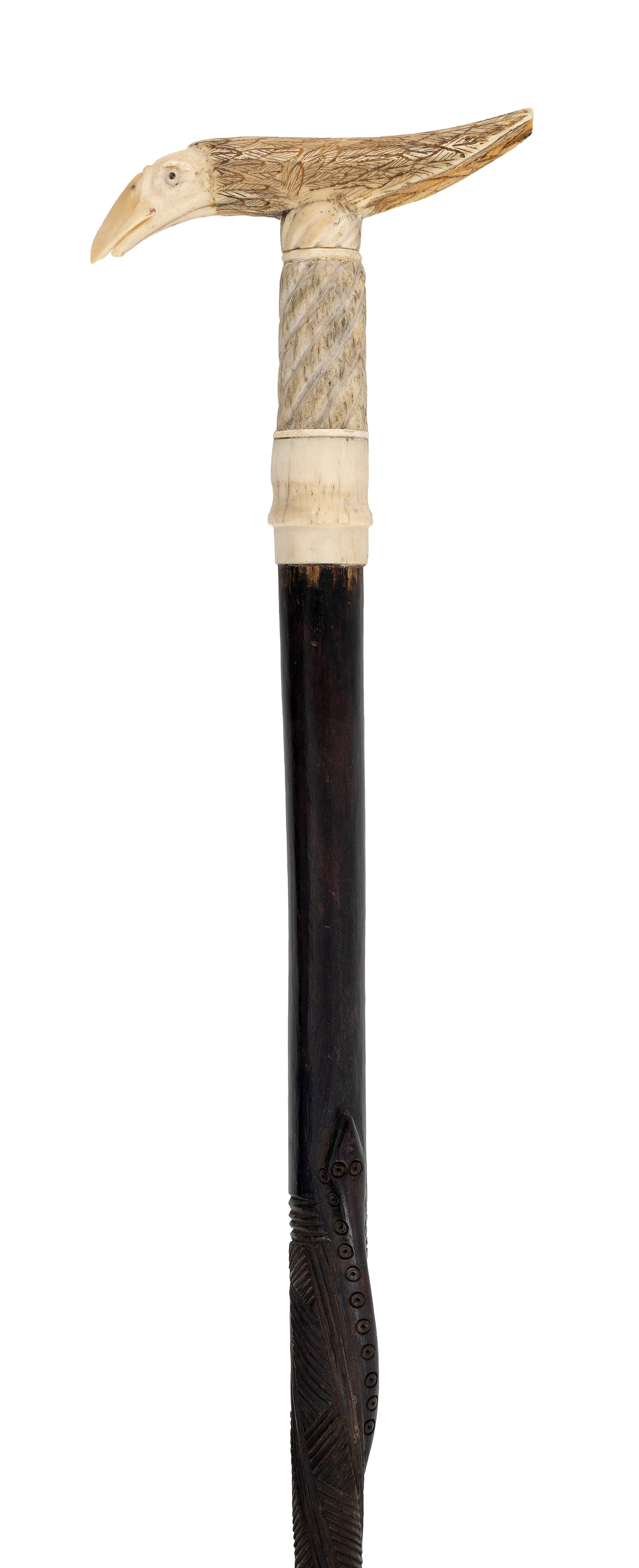 CANE WITH BIRD-FORM HANDLE 19th Century Length 39". (1 of 3)
