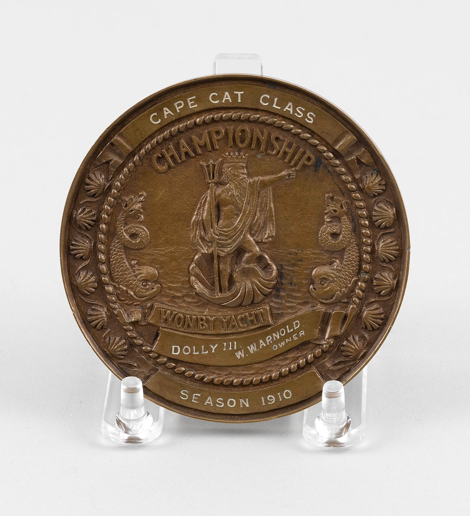 YACHT RACING ASSOCIATION OF MASSACHUSETTS CHAMPIONSHIP MEDAL Circa 1910 Diameter 3.5". (1 of 2)