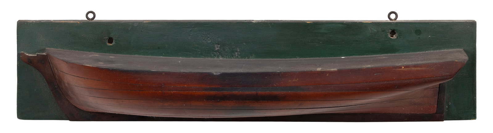 MOUNTED BUILDER'S HALF HULL MODEL 19th Century Backboard 7.25" x 32.75". (1 of 2)