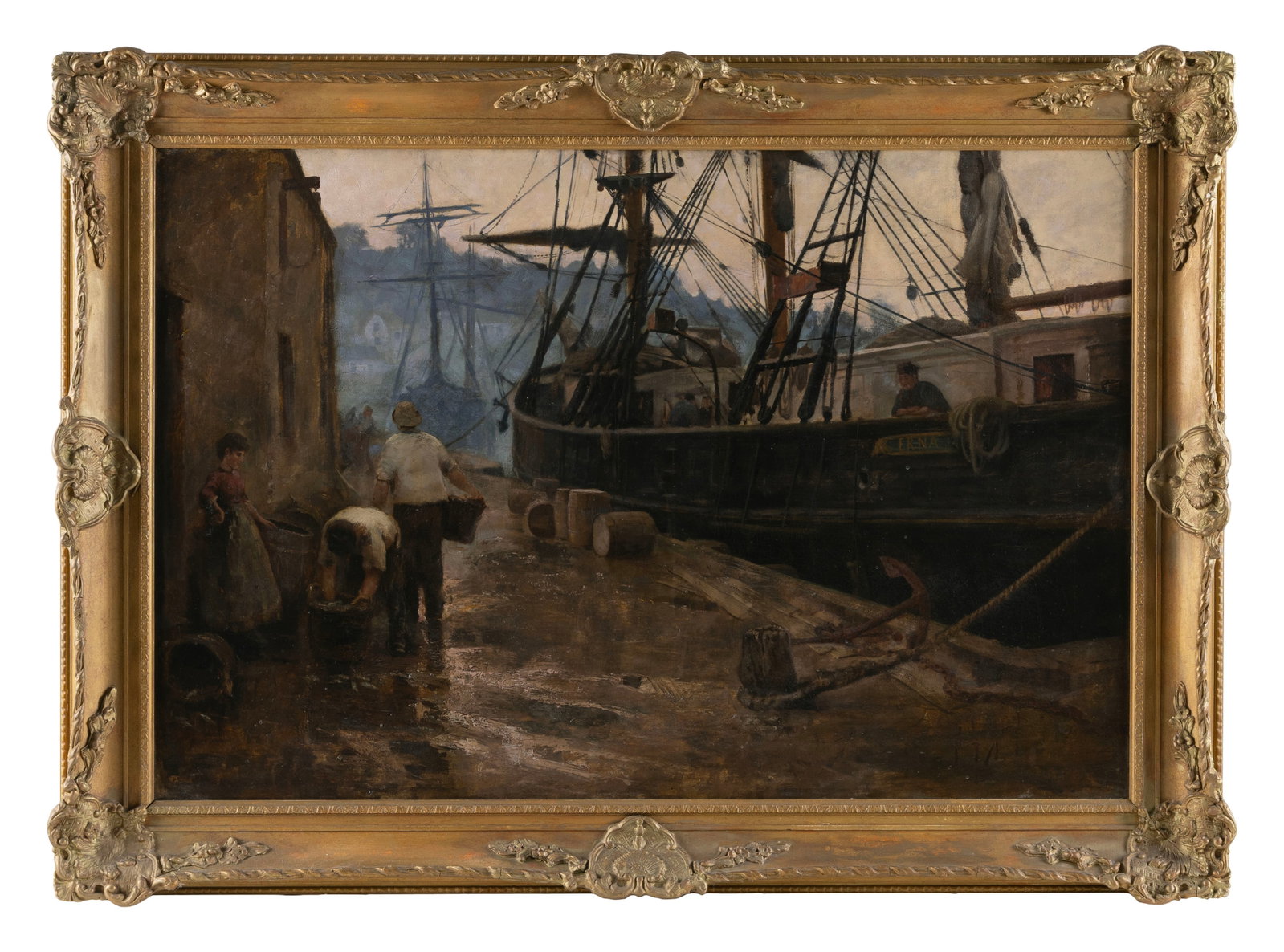 ATTRIBUTED TO HELY AUGUSTUS MORTON SMITH (United Kingdom/America, 1862-1941), Dock scene., Oil on (1 of 2)