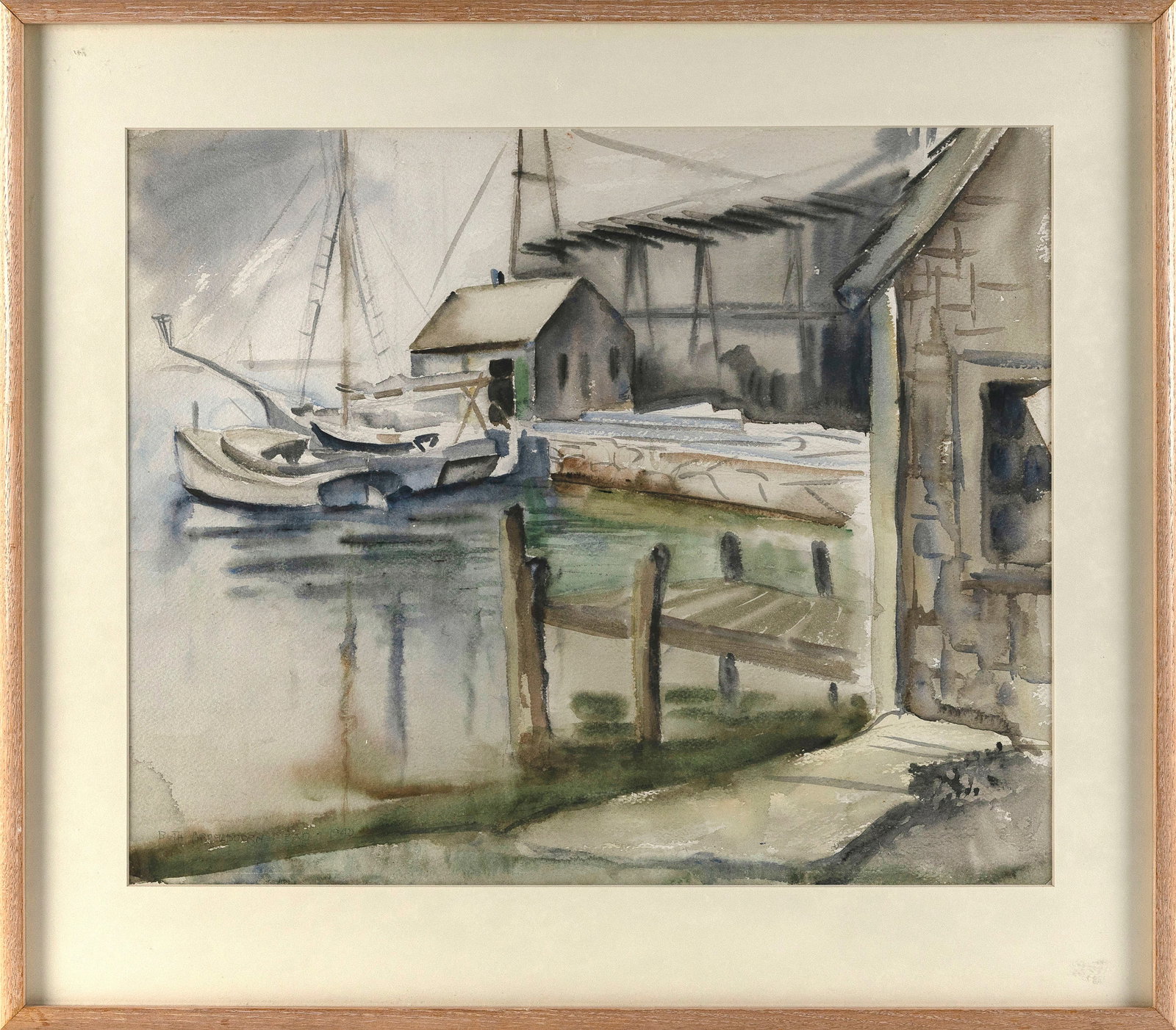 RUTH APPELDOORN MEAD (Illinois/Massachusetts, 1894-1994), Wharf with sailboats, Martha's Vineyard, (1 of 2)