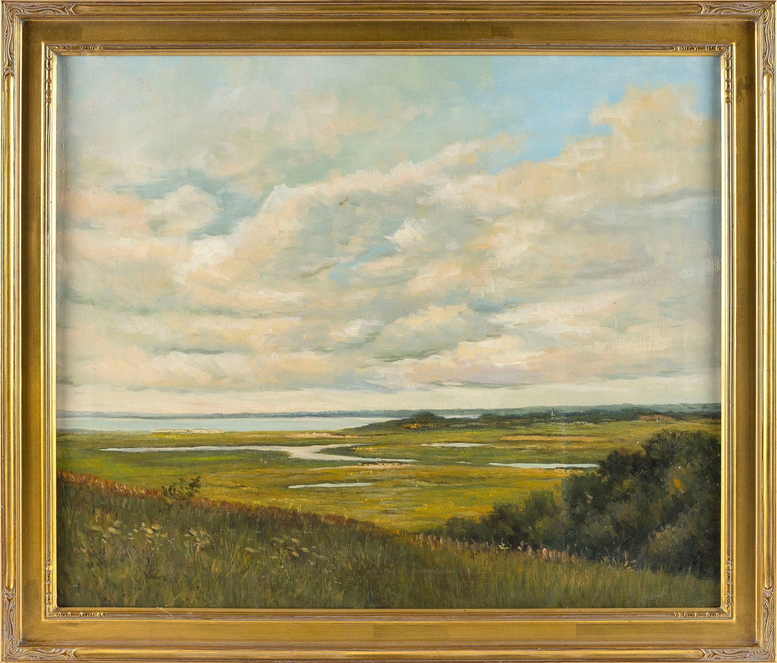 AMERICAN SCHOOL (Mid-20th Century,), "Hyannisport 1946"., Oil on canvas, 20" x 24". Framed 24" x (1 of 2)