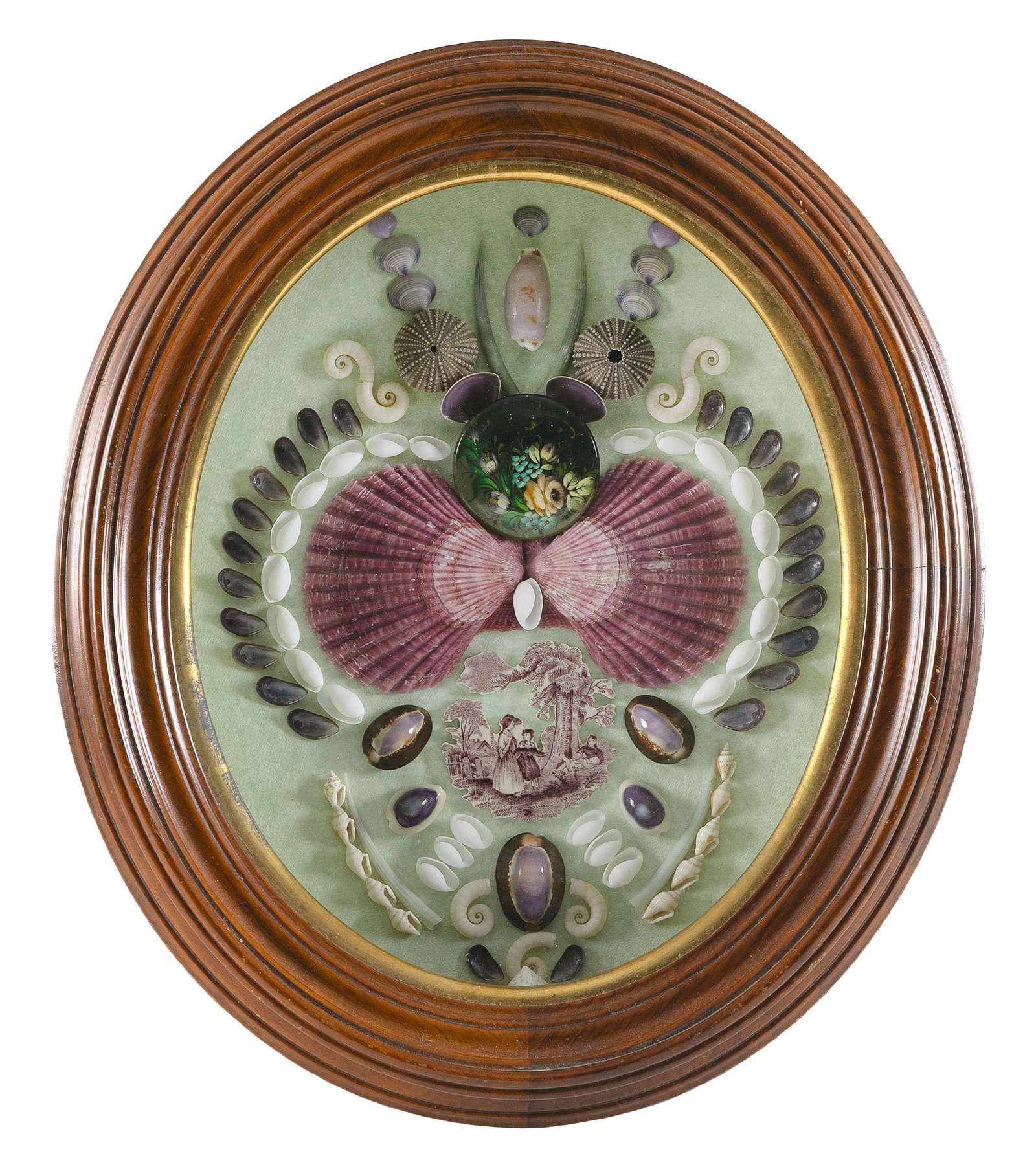CONTEMPORARY SAILOR'S VALENTINE BY LYNDA SUSAN HENNIGAN Connecticut, 1951-2025 Frame width 15". (1 of 1)