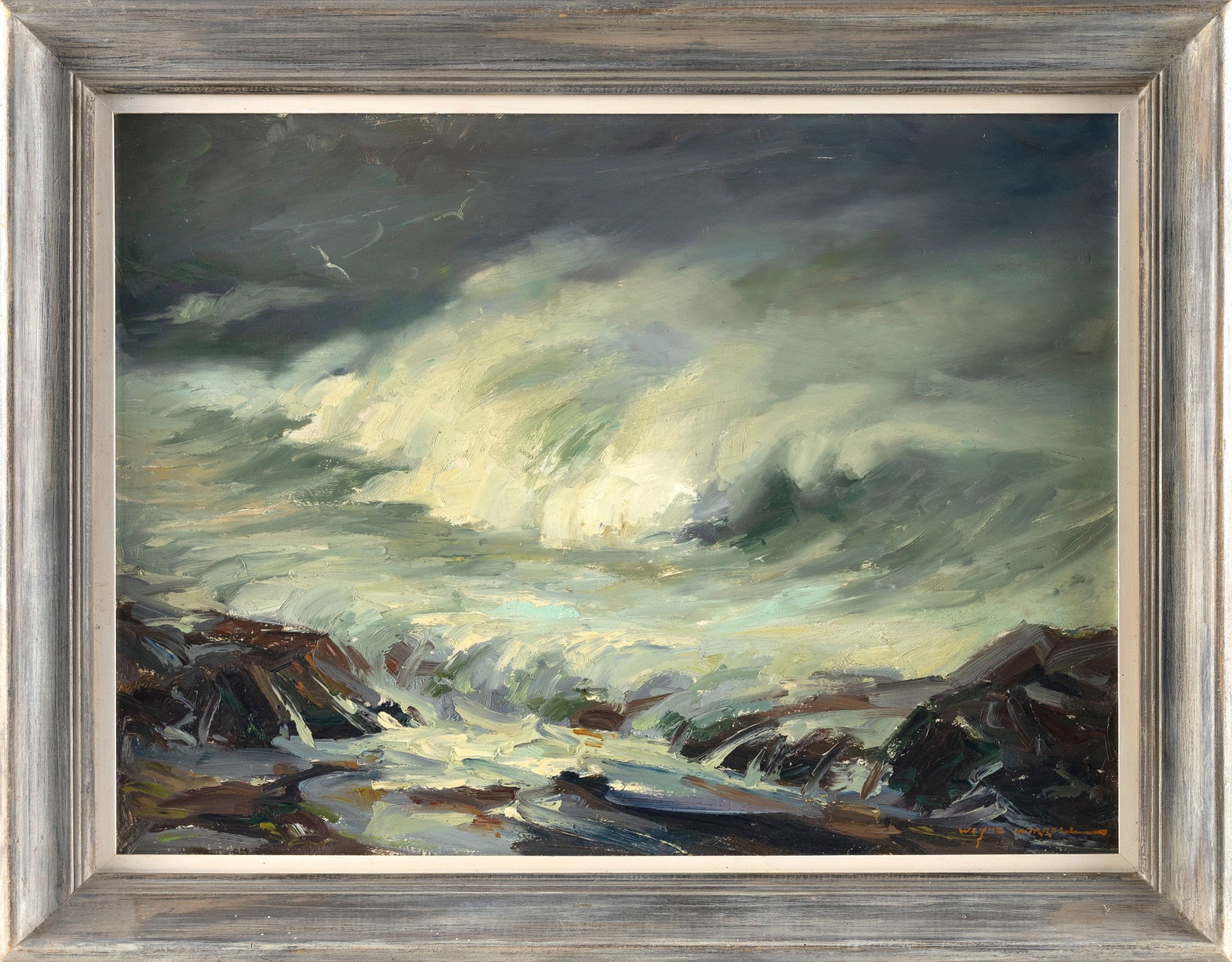 WAYNE MORRELL (New Jersey/Massachusetts, 1923-2013), Crashing surf, Rockport, Massachusetts., Oil on (1 of 2)