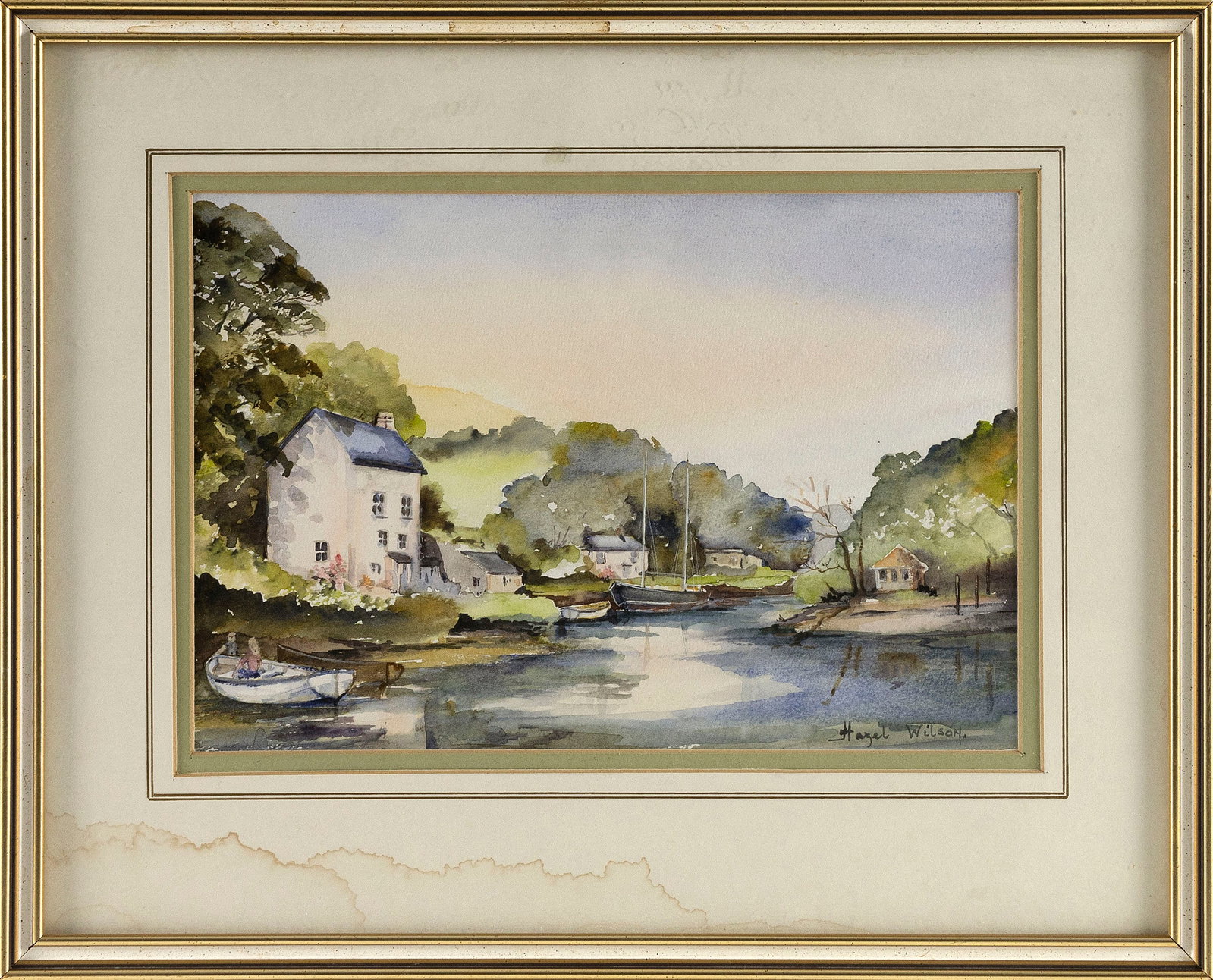 HAZEL WILSON (America, 20th Century), Harbor inlet., Watercolor, 7" x 10" sight. Framed 12" x 15". (1 of 2)