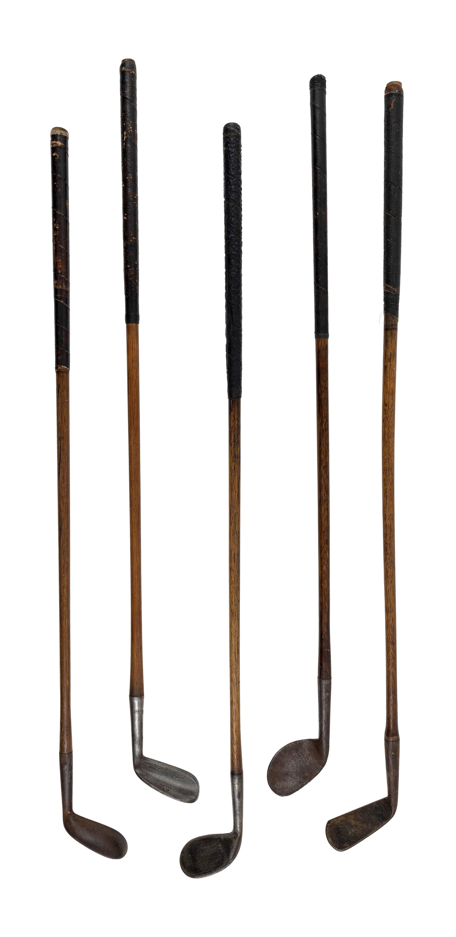 FIVE EARLY WOOD SHAFT GOLF CLUBS Late 19th and Early 20th Centuries (1 of 1)