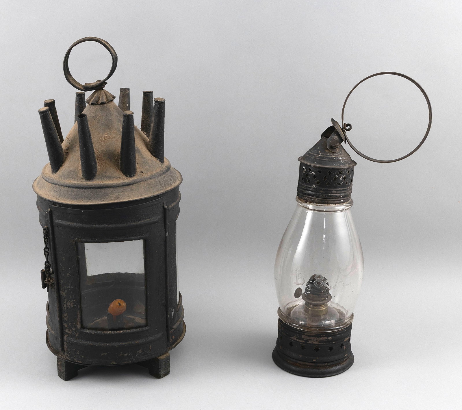 TWO PIECES OF EARLY TIN LIGHTING Early to Mid-19th Century (1 of 3)