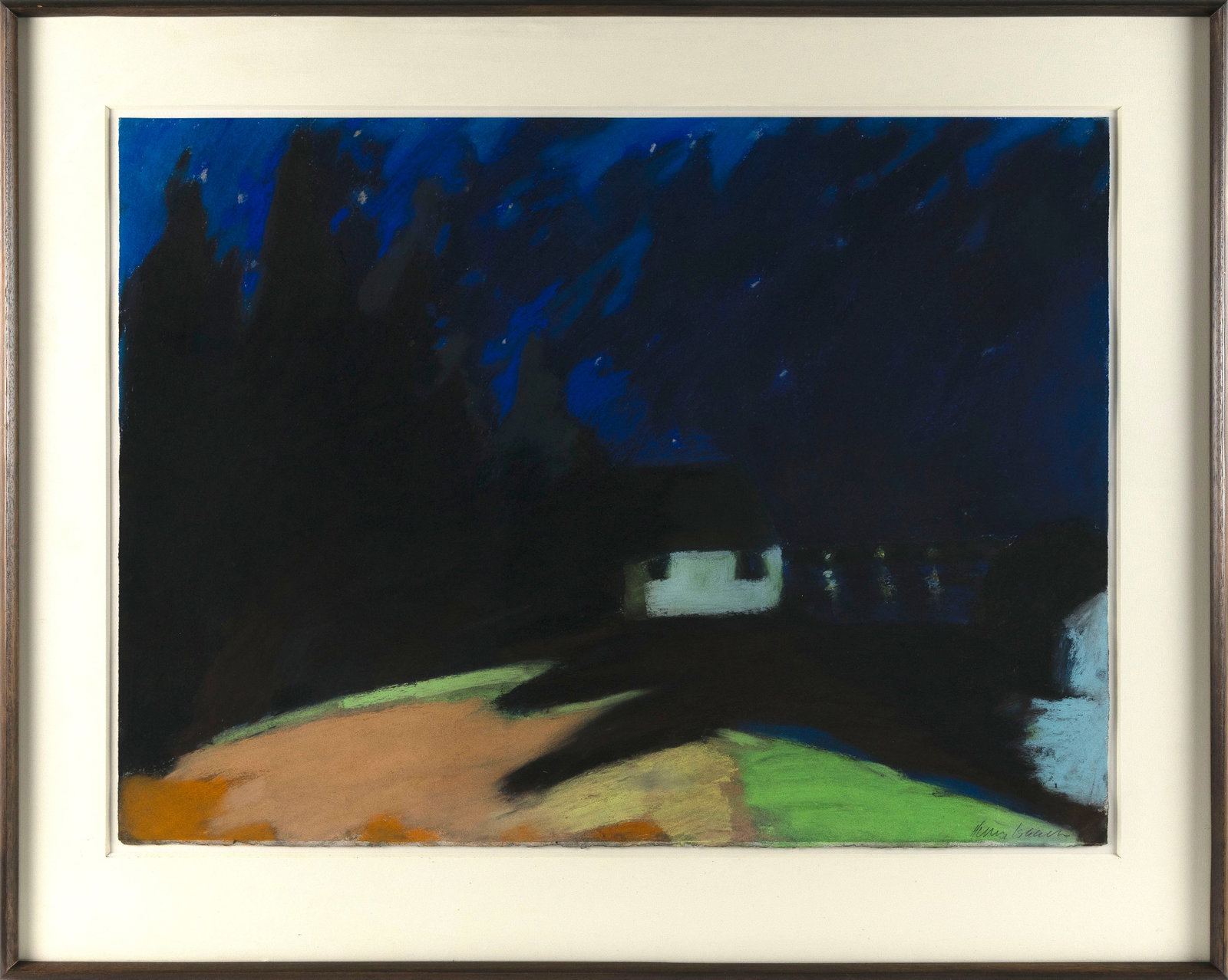 HENRY ISAACS (Vermont/New Mexico, 1951-), House under a starry sky., Pastel, 22" x 30". Framed 30" x (1 of 2)