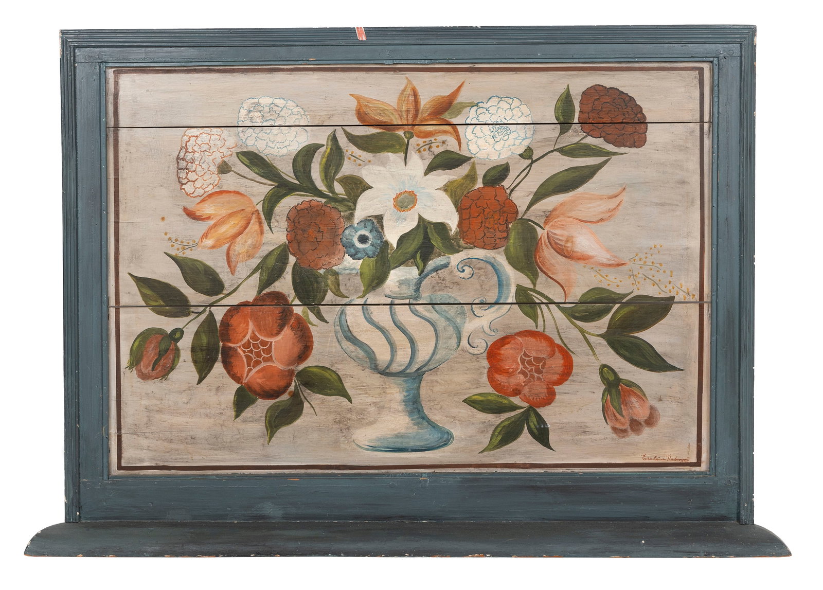 PAINTED FIREBOARD Second Half of the 19th Century Height 33". Width 47". (1 of 2)