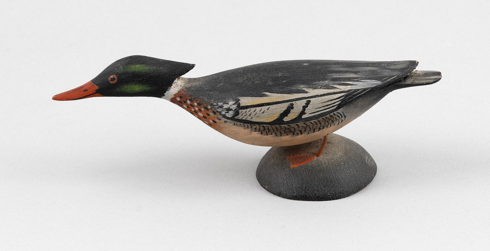 A. ELMER CROWELL MINIATURE RED-BREASTED MERGANSER DRAKE East Harwich, Massachusetts, 1862-1952 (1 of 5)