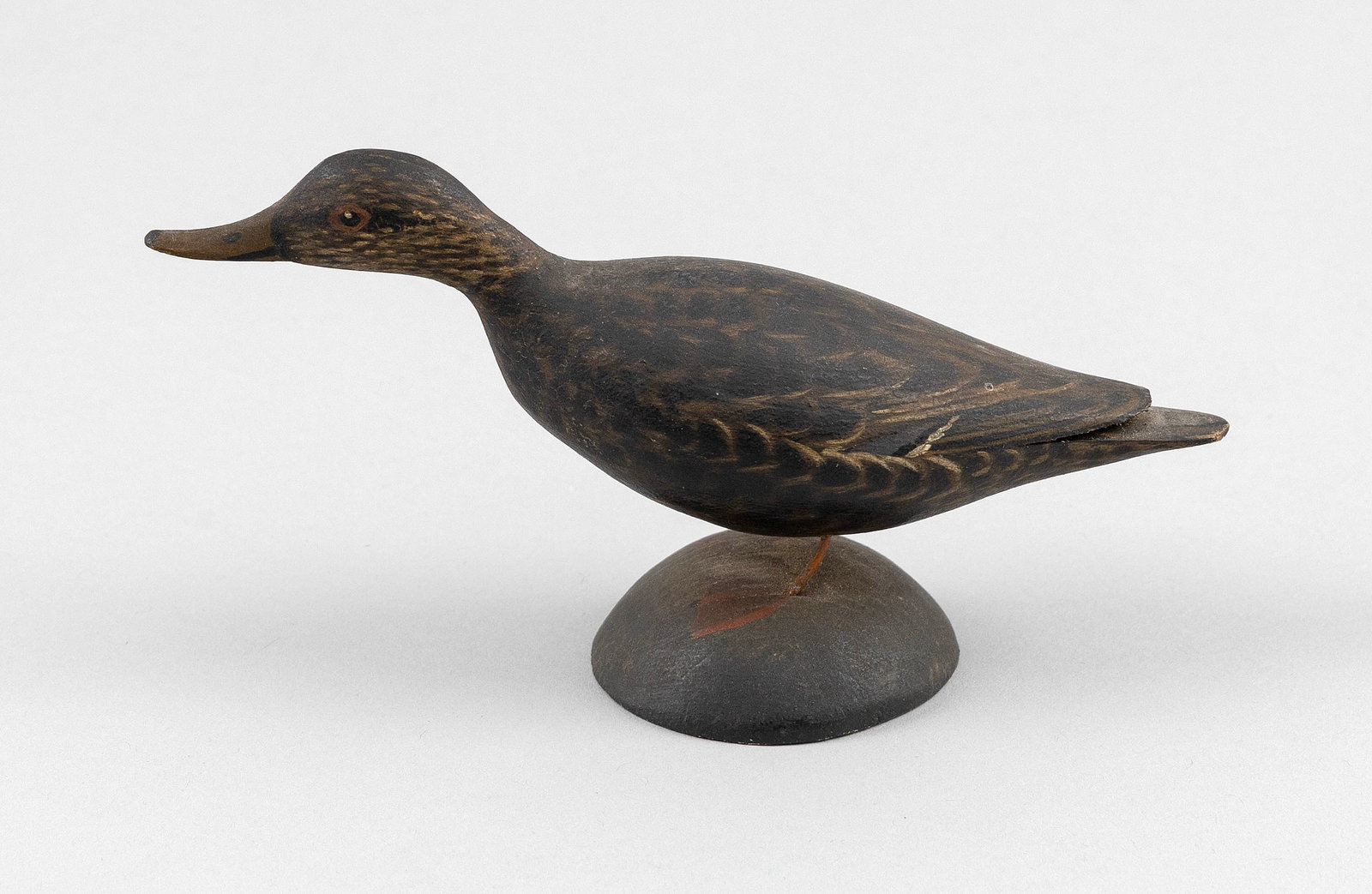 A. ELMER CROWELL MINIATURE BLACK DUCK East Harwich, Massachusetts, 1862-1952 Height 3". Length 5.5". (1 of 5)
