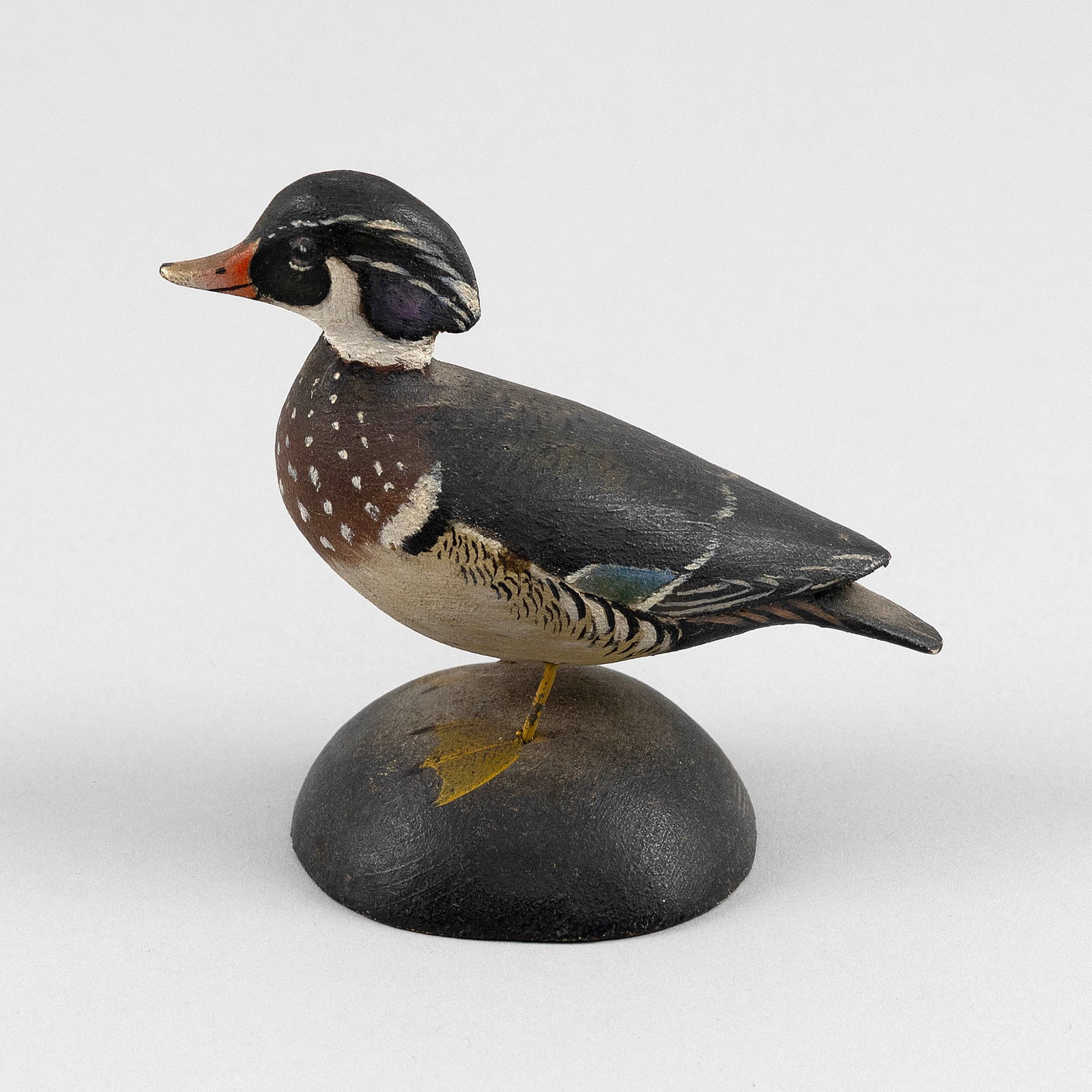 A. ELMER CROWELL MINIATURE WOOD DUCK DRAKE East Harwich, Massachusetts, 1862-1952 Height 3.5". (1 of 5)