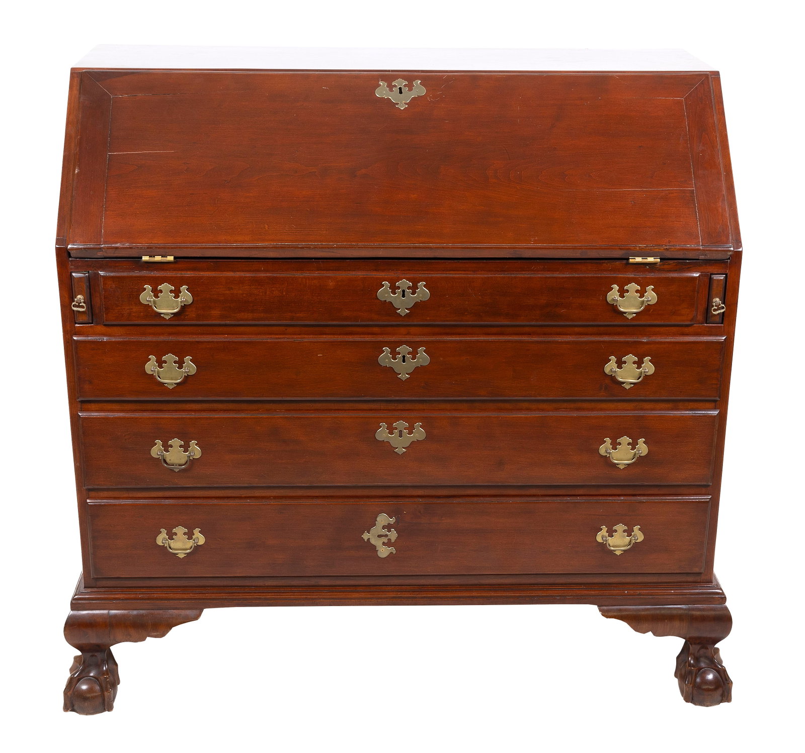 CHIPPENDALE MAHOGANY SLANT-LID DESK Late 18th Century Height 45". Width 45.25". Depth 22". (1 of 4)