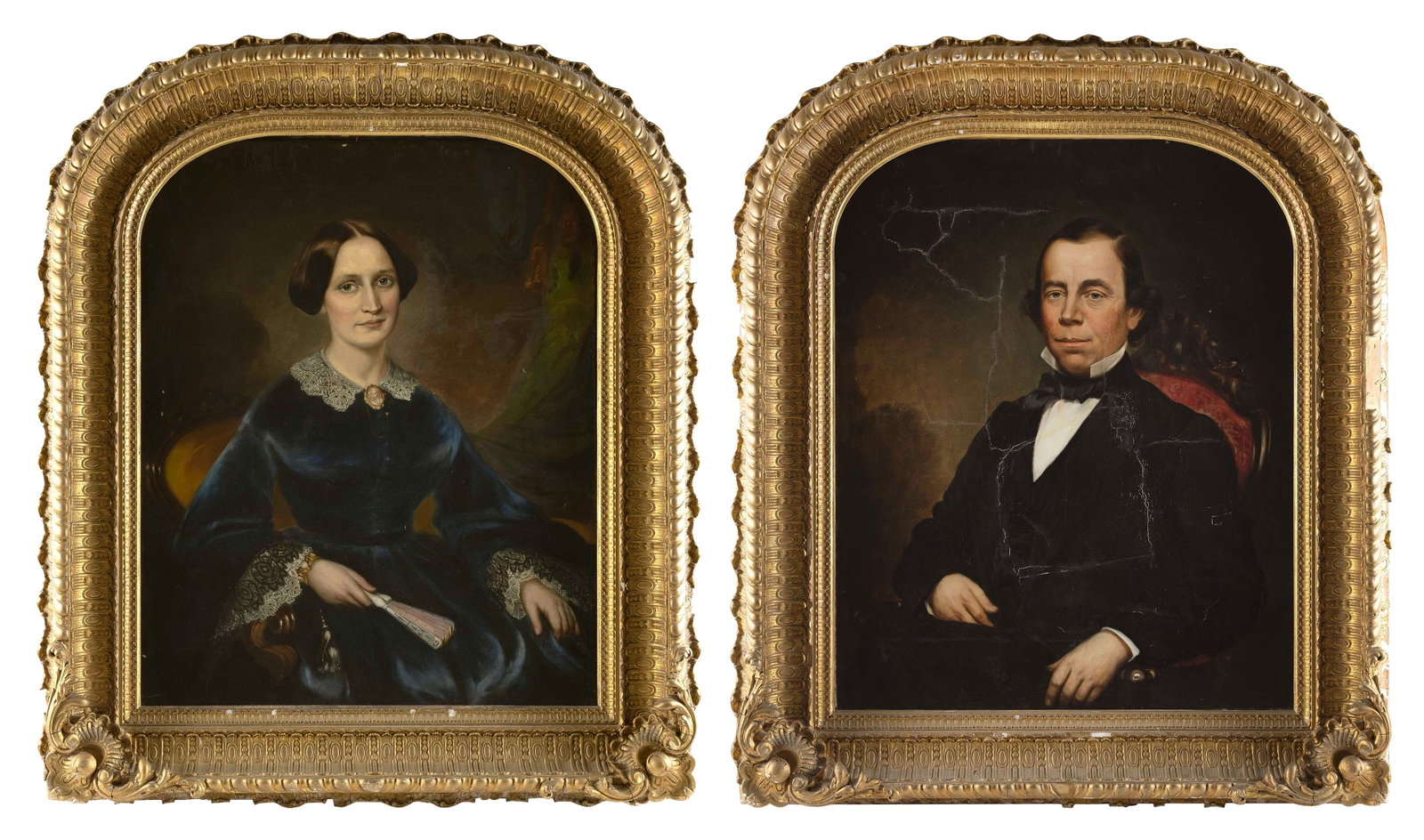 CHESTER HARDING (Massachusetts, 1792-1866), Portraits of a man and a woman., Oils on canvas, 36" x (1 of 5)