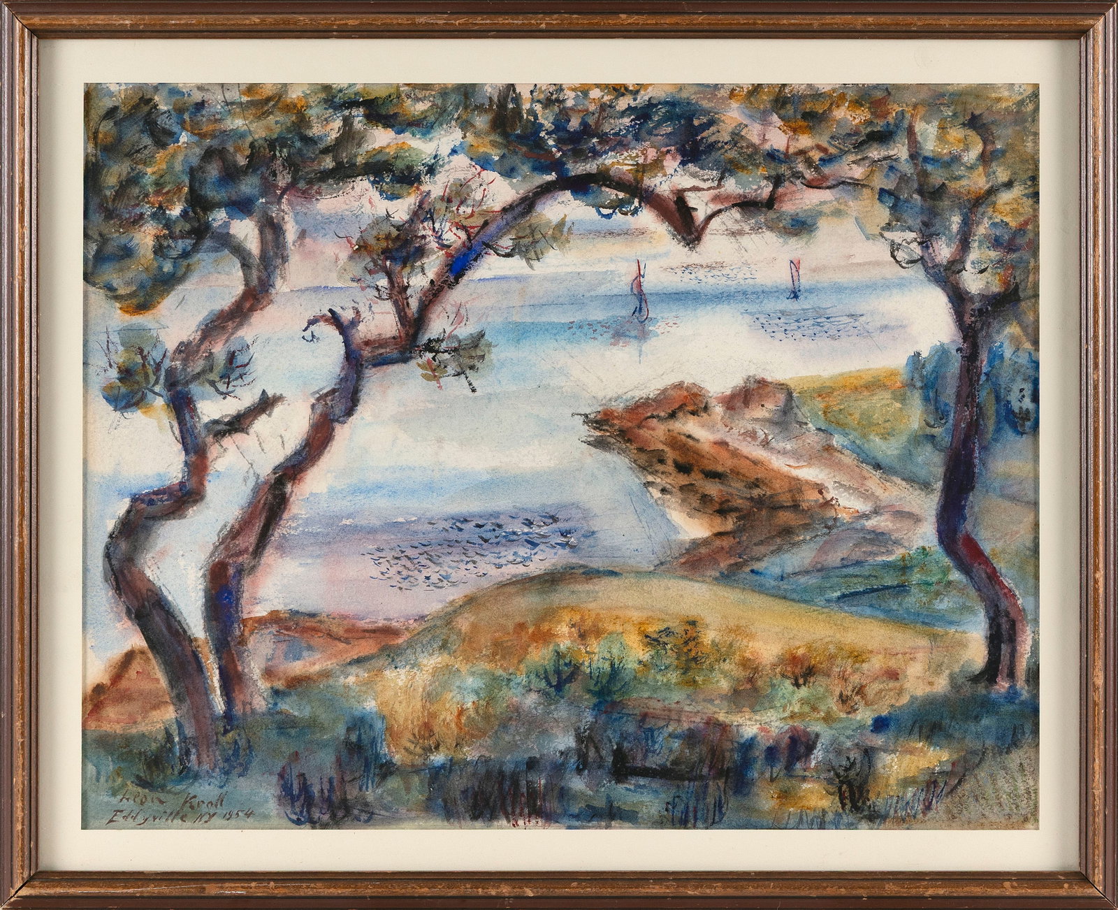LEON KROLL (New York/New Mexico/Europe, 1884-1974), "Eddyville, NY"., Watercolor and mixed media on (1 of 2)