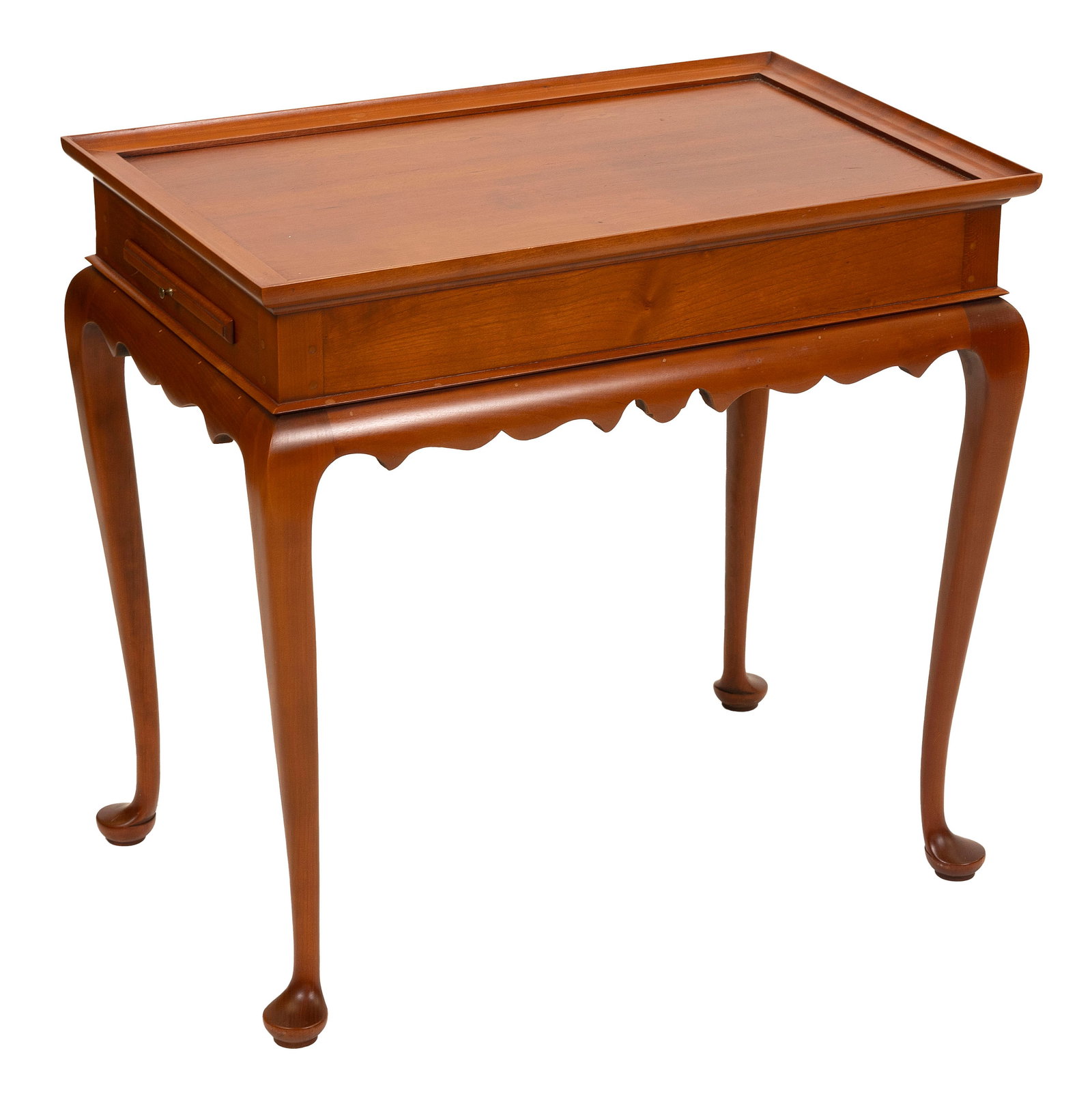 ELDRED WHEELER CHERRY TEA TABLE Massachusetts, 20th Century Height 27". Length 28". Width 18". (1 of 2)