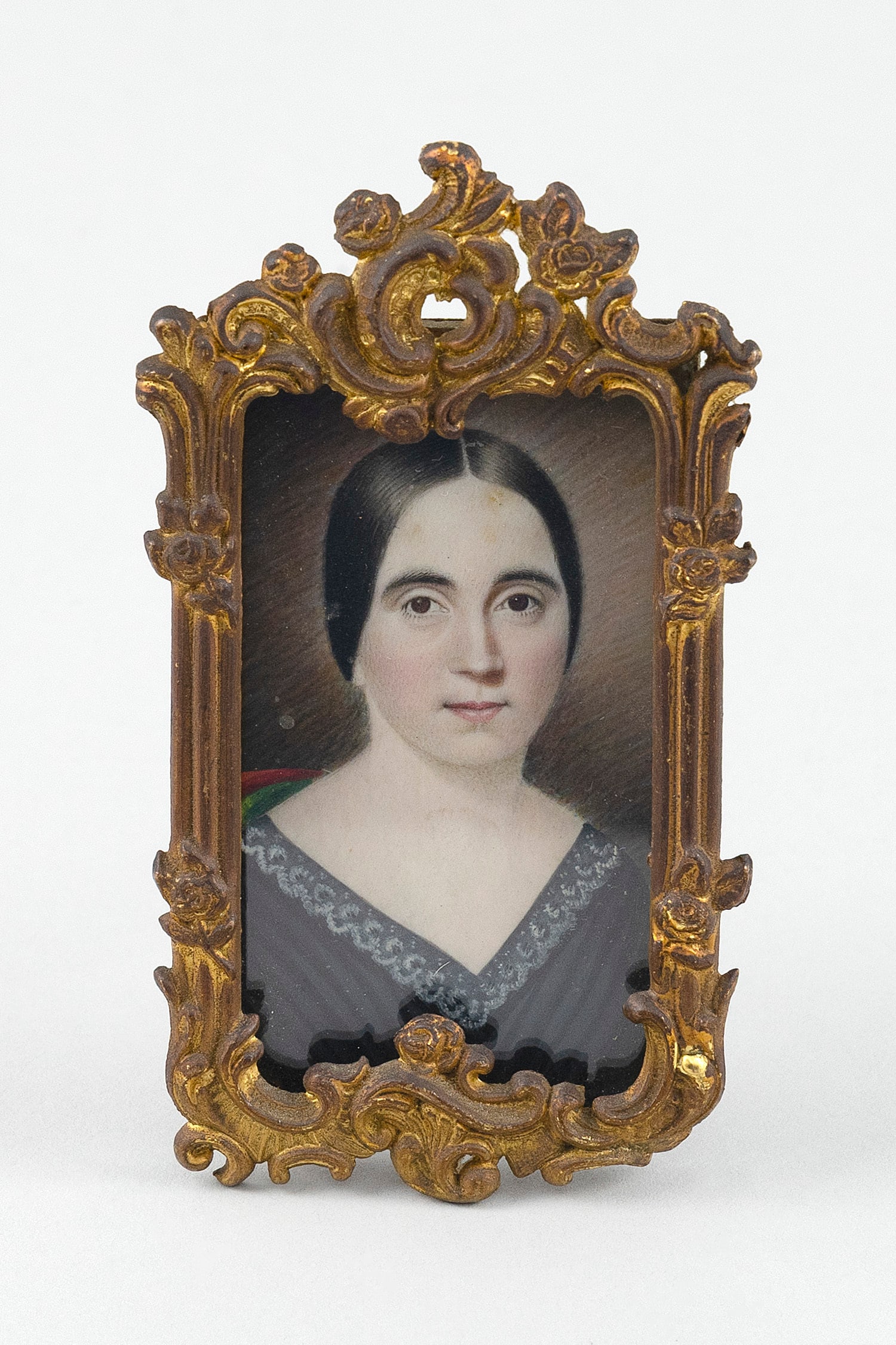MINIATURE BUST PORTRAIT ON IVORY OF A WOMAN Early to Mid-19th Century Framed approx. 3.5" x 2". (1 of 2)