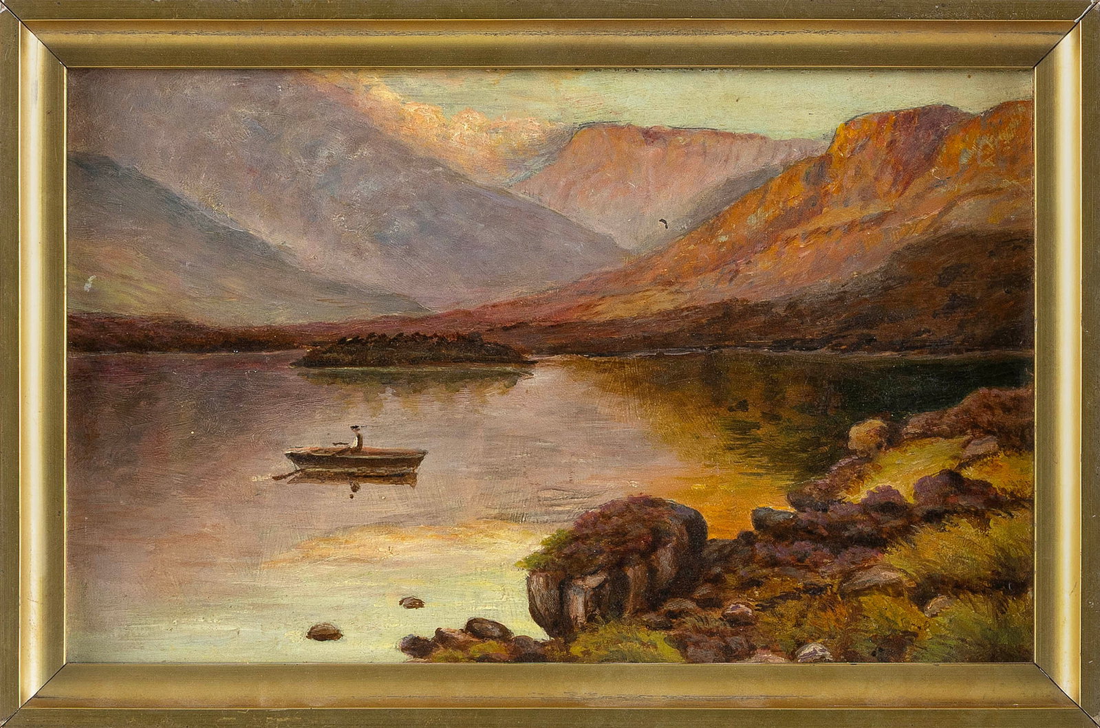 AMERICAN SCHOOL (19th Century,), Western vista., Oil on board, 7" x 10.75". Framed 8" x 11.75". (1 of 2)