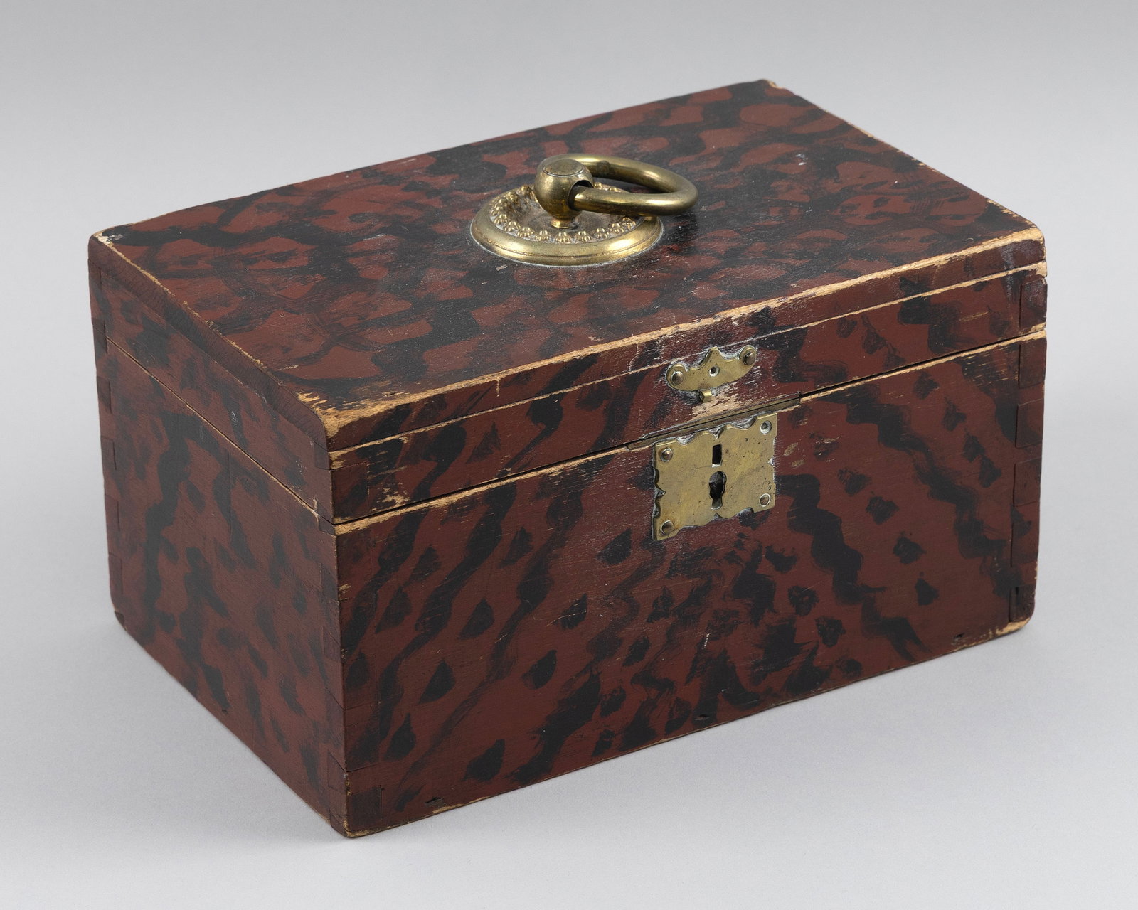 RED AND BLACK GRAIN-PAINTED DOCUMENT BOX Early 19th Century Height 5.5". Width 10". Depth 6.5". (1 of 5)