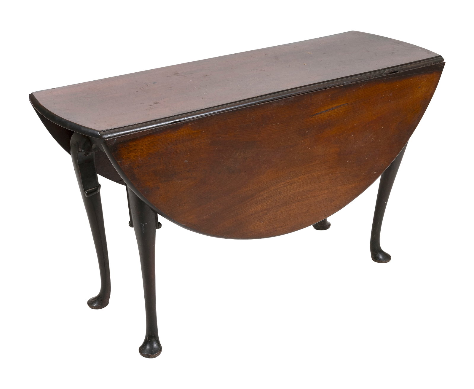 QUEEN ANNE-STYLE MAHOGANY DROP-LEAF TABLE Early 20th Century Height 27.25". Length 17.5" plus two (1 of 4)
