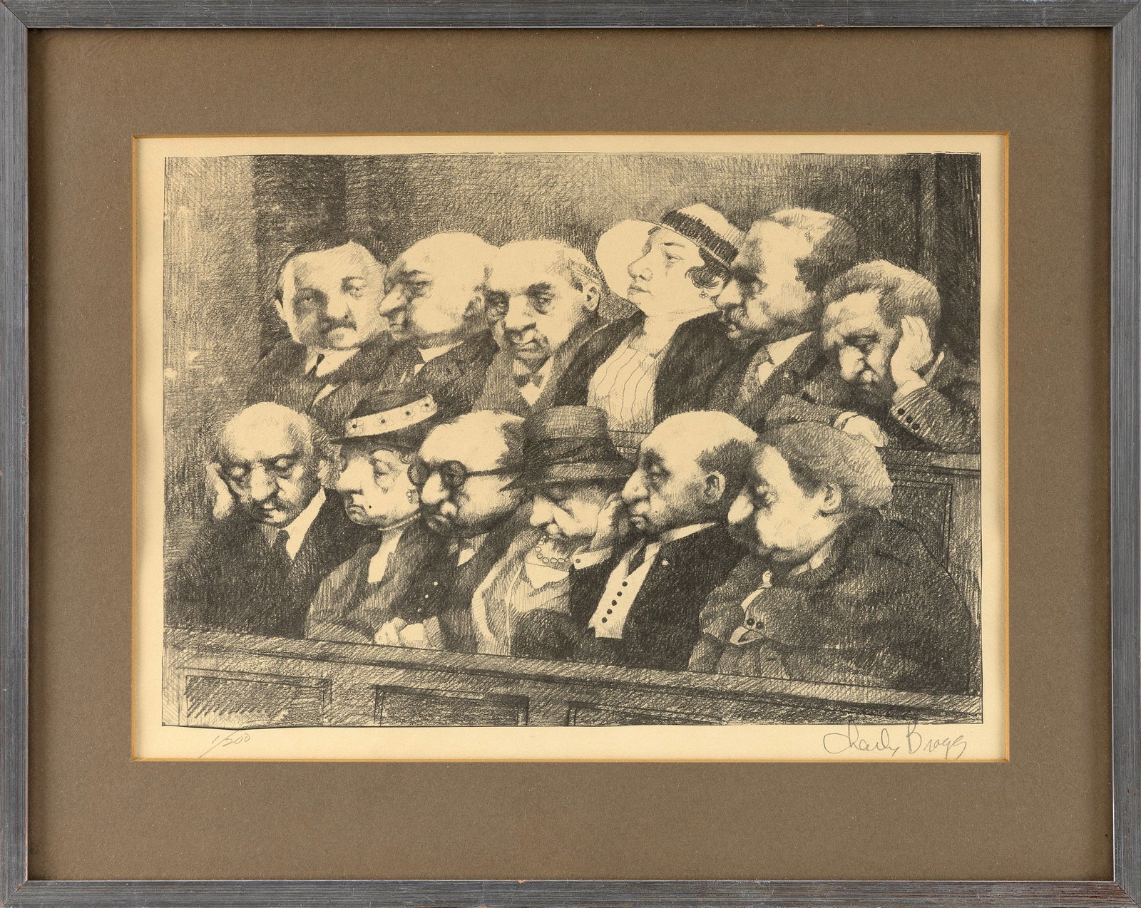 CHARLES BRAGG (California, 1931-2017), The Jury., Lithograph, 10.5" x 15" sight. Framed 16" x 20". (1 of 2)