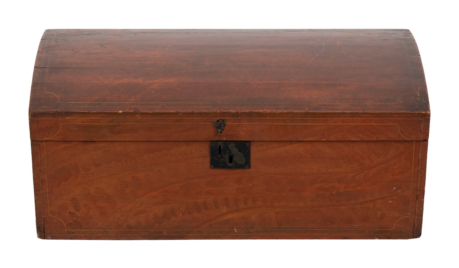 GRAIN-PAINTED PINE DOME-TOP TRUNK Early 19th Century Height 11.5". Width 27". Depth 14". (1 of 3)