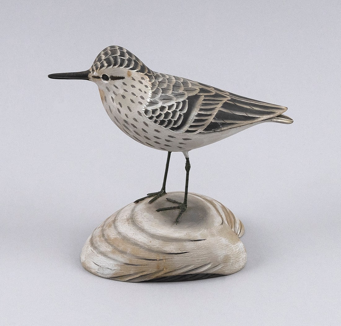 JAMES LAPHAM LIFE-SIZE SANDPIPER Dennis Port, Massachusetts, 1909-1987 Height 5.5". (1 of 5)