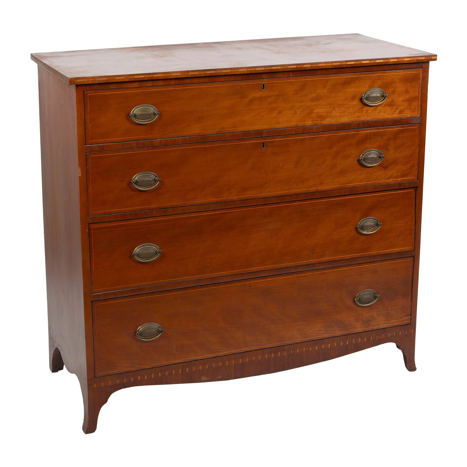 HEPPLEWHITE FOUR-DRAWER BUREAUI Early 19th Century Height 41". Width 44". Depth 19.5. (1 of 1)