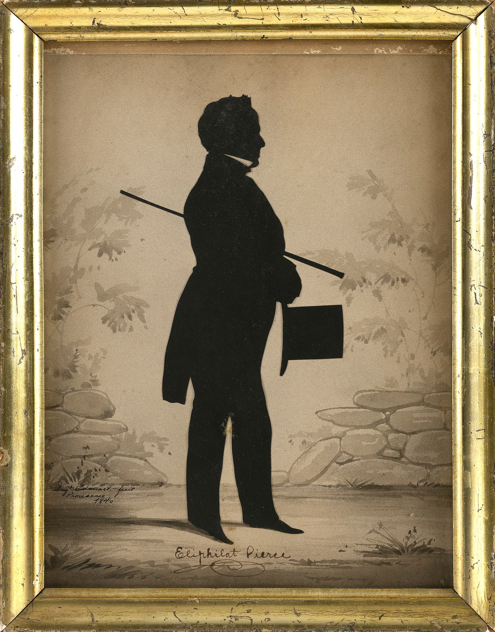 AUGUSTIN-AMANT-CONSTANT-FIDELE EDOUART (France/America, 1789-1861), Portrait of gentleman with top (1 of 2)