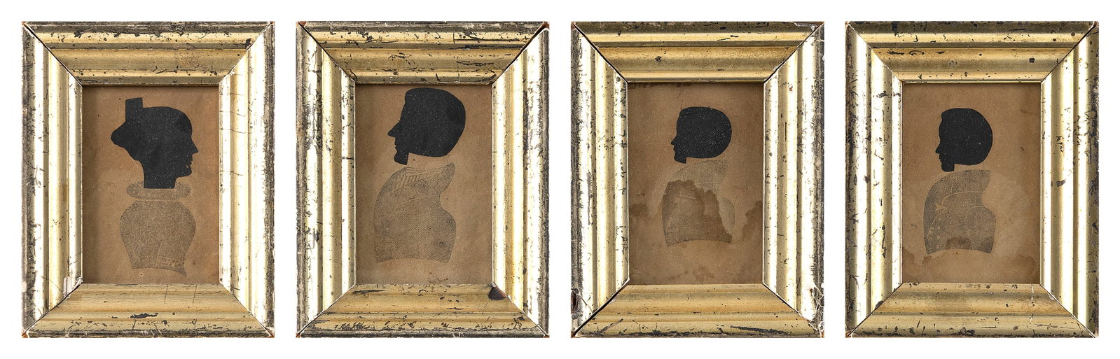 FOUR SILHOUETTES 19th Century 3.5" x 2.25" sight. Framed 5.25" x 4.25". (1 of 2)