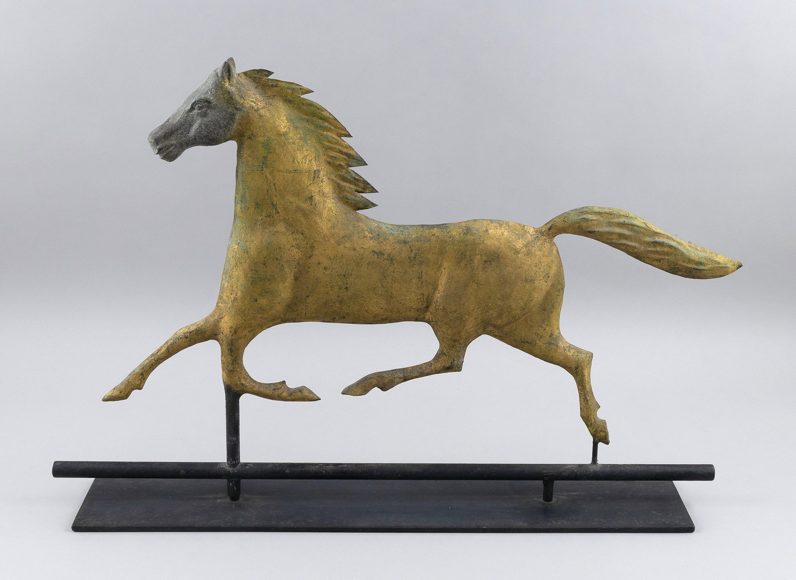 COPPER AND ZINC BLACKHAWK HORSE WEATHER VANE 19th Century Height 17". Length 25". (1 of 2)
