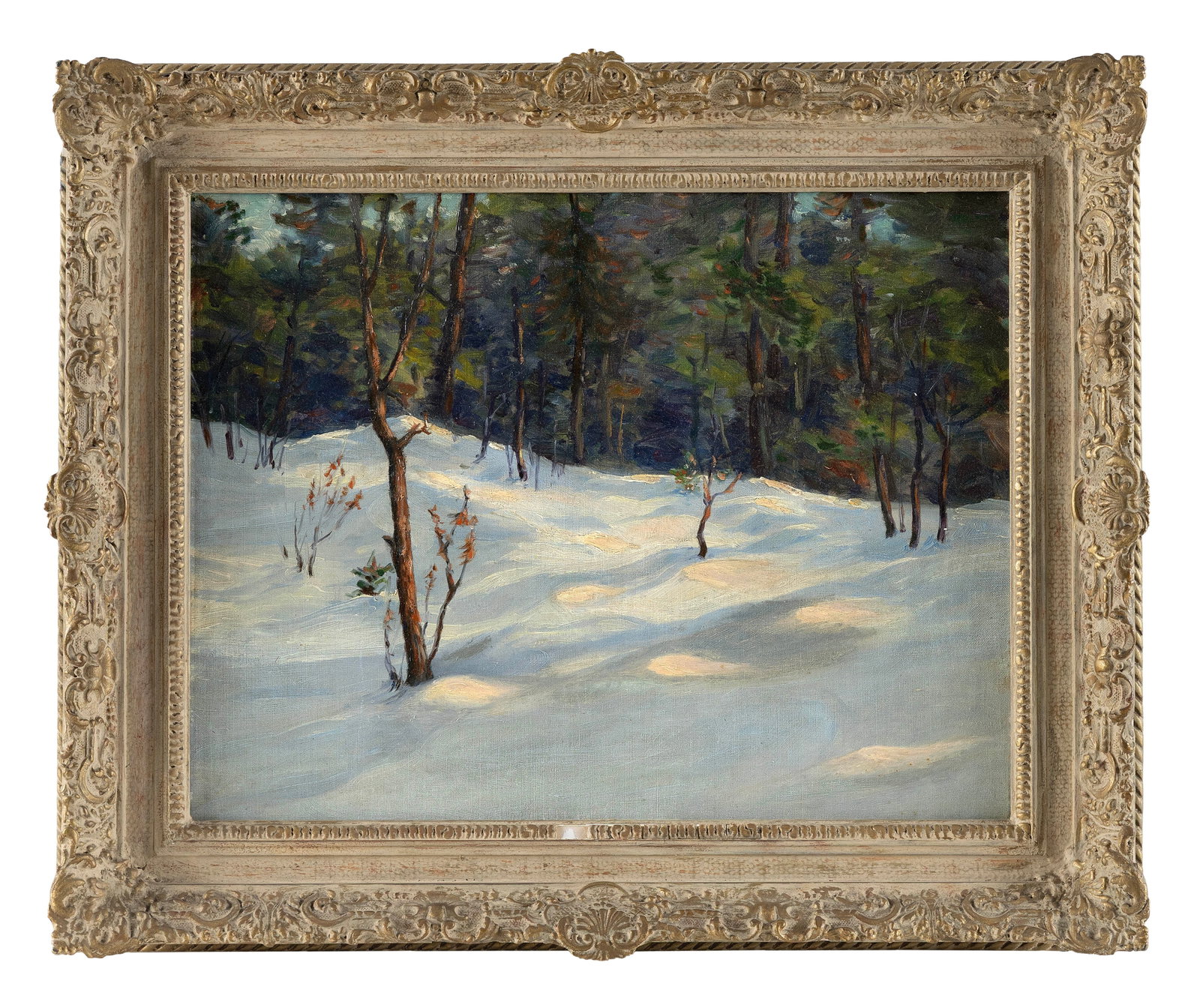 FARQUHAR MCGILLVRAY KNOWLES (New York/Canada, 1859-1932), Snowy landscape., Oil on board, 14" x 18". (1 of 2)