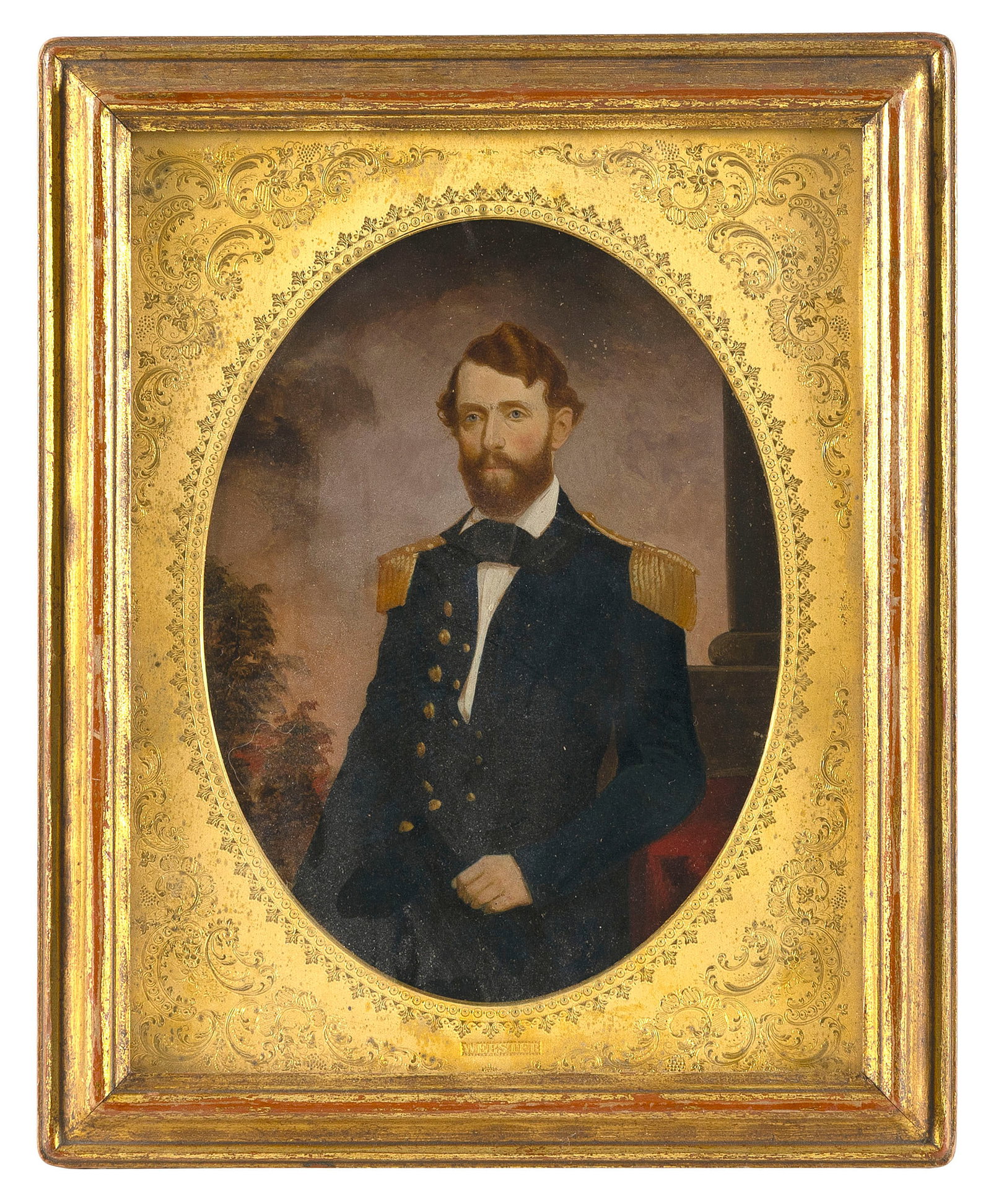 AMERICAN SCHOOL (Mid-19th Century,), Rare portrait of Second Lieutenant Nathaniel McLean., Oil on (1 of 2)