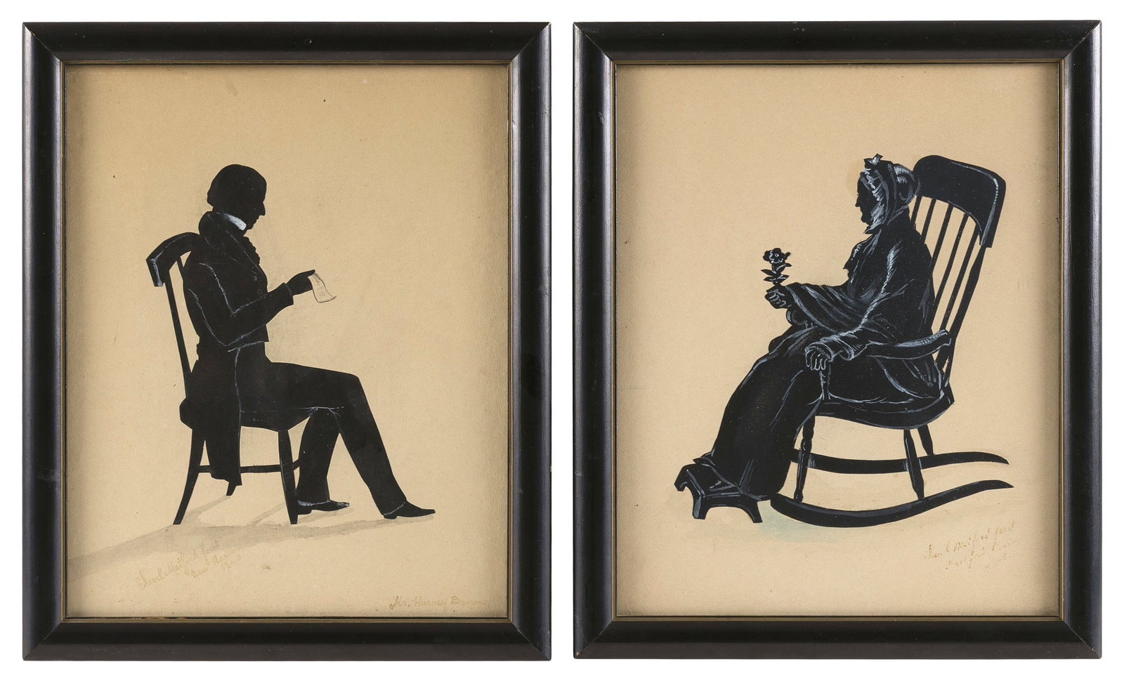 SAMUEL METFORD (England/America, 1810-1896), Pair of silhouettes portraits of a man and a woman., (1 of 3)