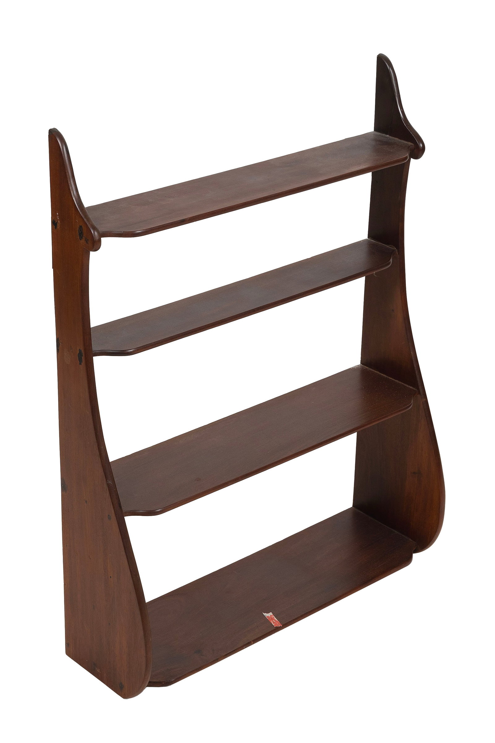 HARDWOOD WHALE-SIDE SHELF New England, Circa 1840 Height 34.5". Width 26". Depth 8". (1 of 1)