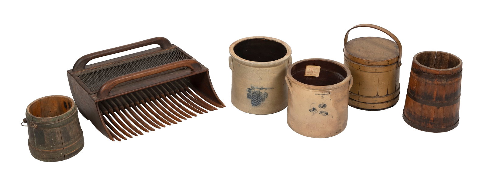 CRANBERRY SCOOP AND FIVE STORAGE CONTAINERS 19th Century Heights from 7.5" to 17". (1 of 1)