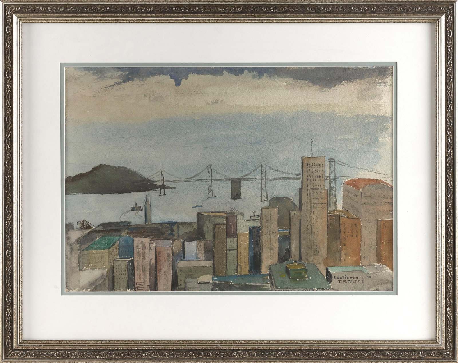 FRITZ BRADLEY TALBOT, MD (Massachusetts, 1878-1964), "San Francisco 1951"., Watercolor on paper, (1 of 2)