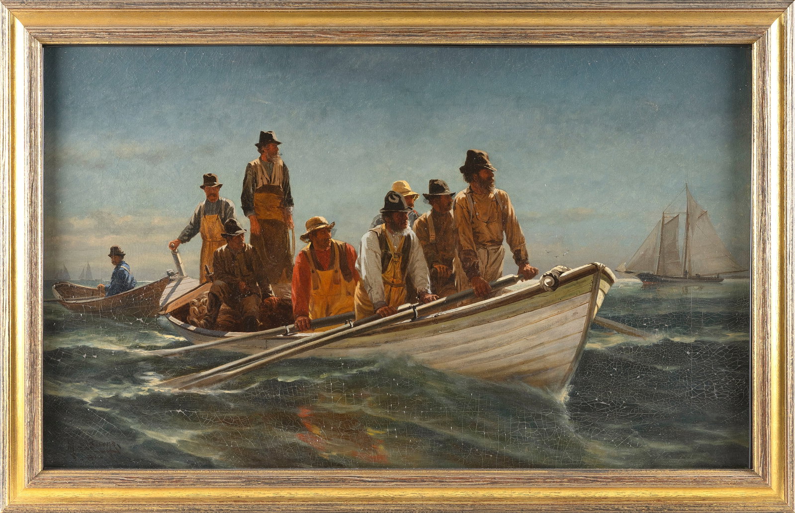 MILTON JAMES BURNS (Ohio/New York, 1853-1933), Monhegan fisherman in dory., Oil on canvas, 24" x (1 of 3)