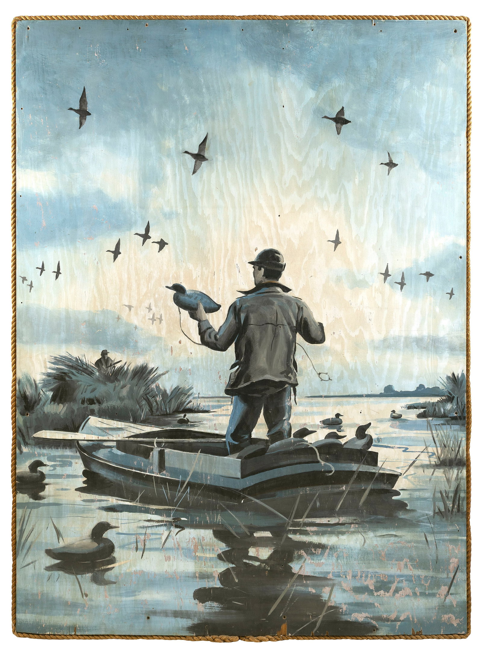 AMERICAN SCHOOL (20th Century,), "Early Morning"., 66" x 48". Unframed by bordered with rope. (1 of 2)