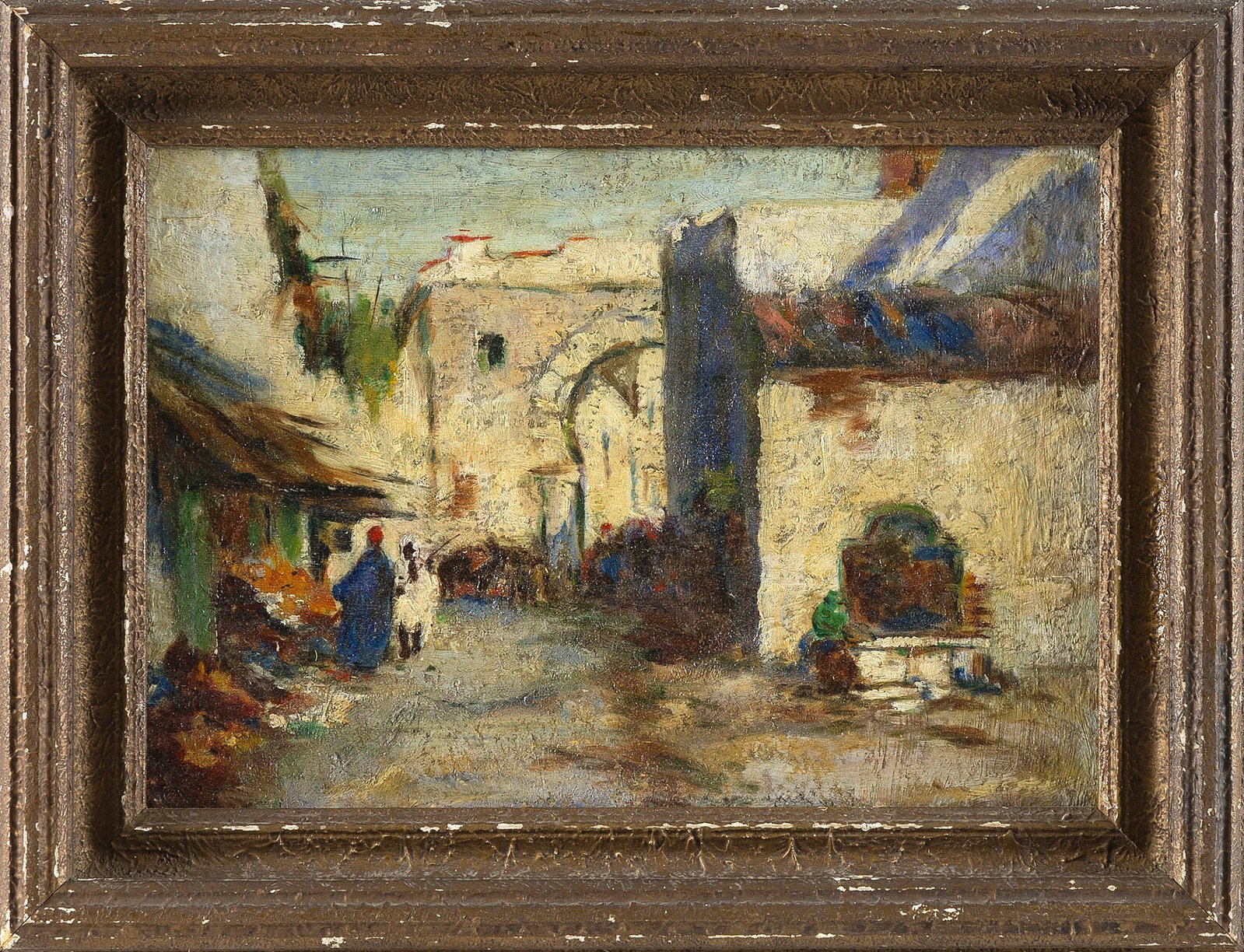 MANNER OF DOUGLAS ARTHUR TEED (19th Century,), Middle Eastern street scene., Oil on board, 7" x 10". (1 of 2)