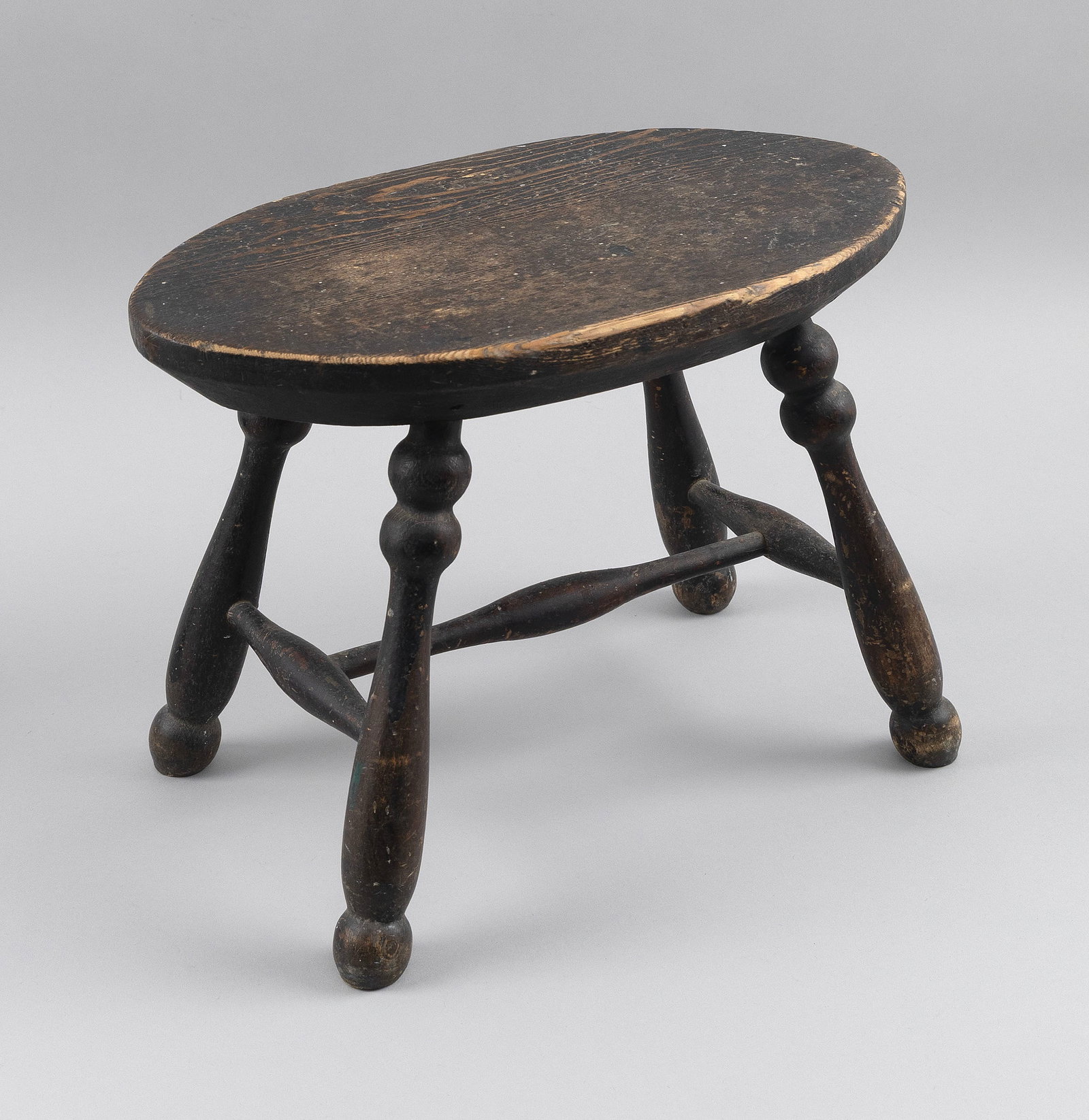 WINDSOR PAINTED PINE FOOTSTOOL Early 19th Century Height 9.25". Width 13". Depth 7.5". (1 of 4)