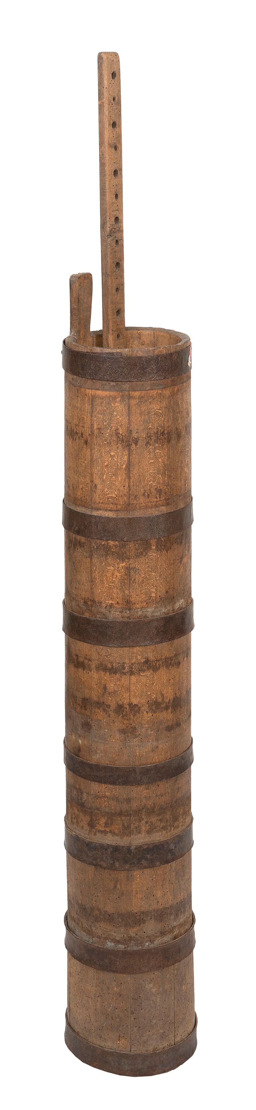 UNUSUALLY TALL HARDWOOD BUTTER CHURN 19th Century Height 60.5". Diameter 7.25". (1 of 2)